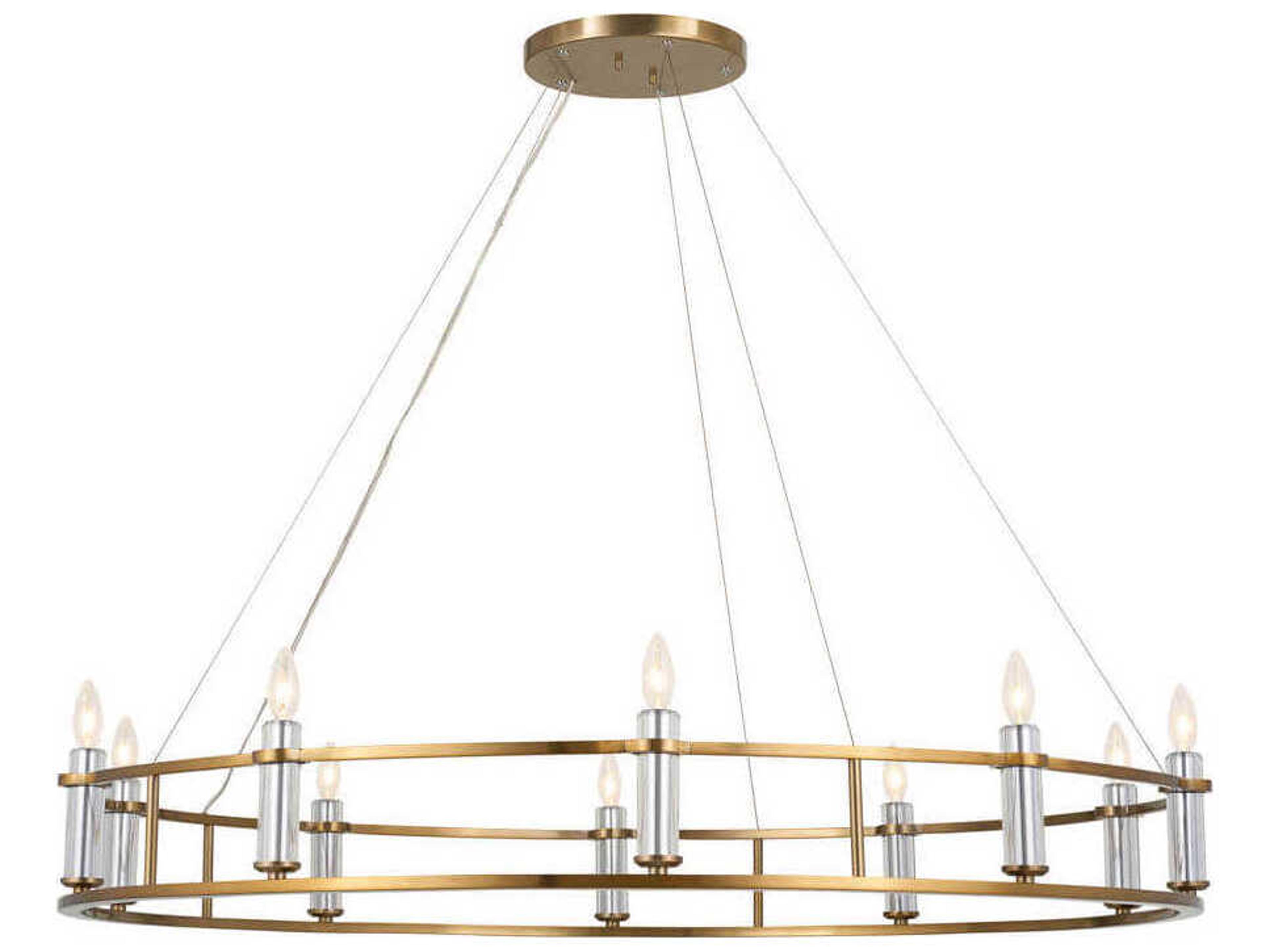 Kichler Rosalind 10-Light Brushed Natural Brass Crystal Candelabra Round Chandelier