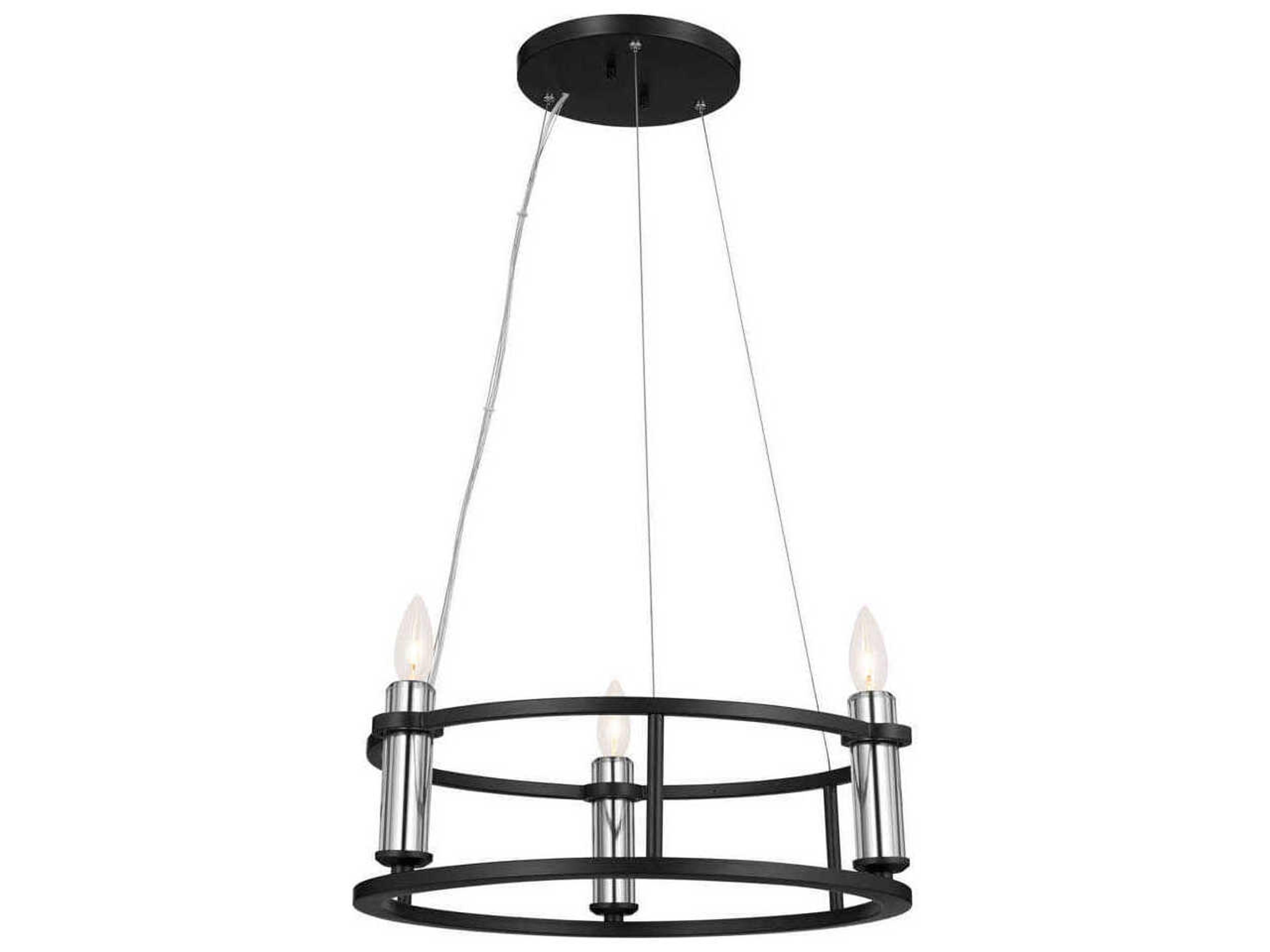 Kichler Rosalind 3-Light Black Crystal Round Pendant