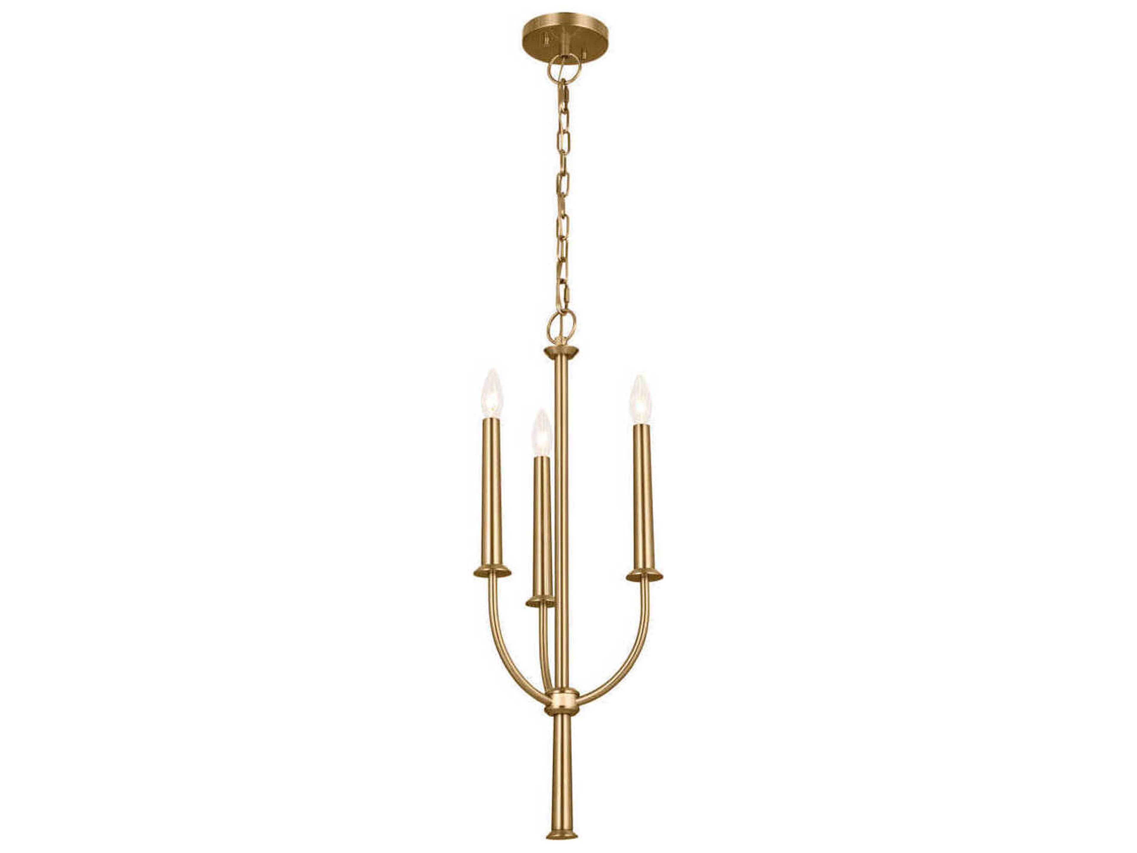 Kichler Florence 3-Light Brushed Natural Brass Candelabra Chandelier