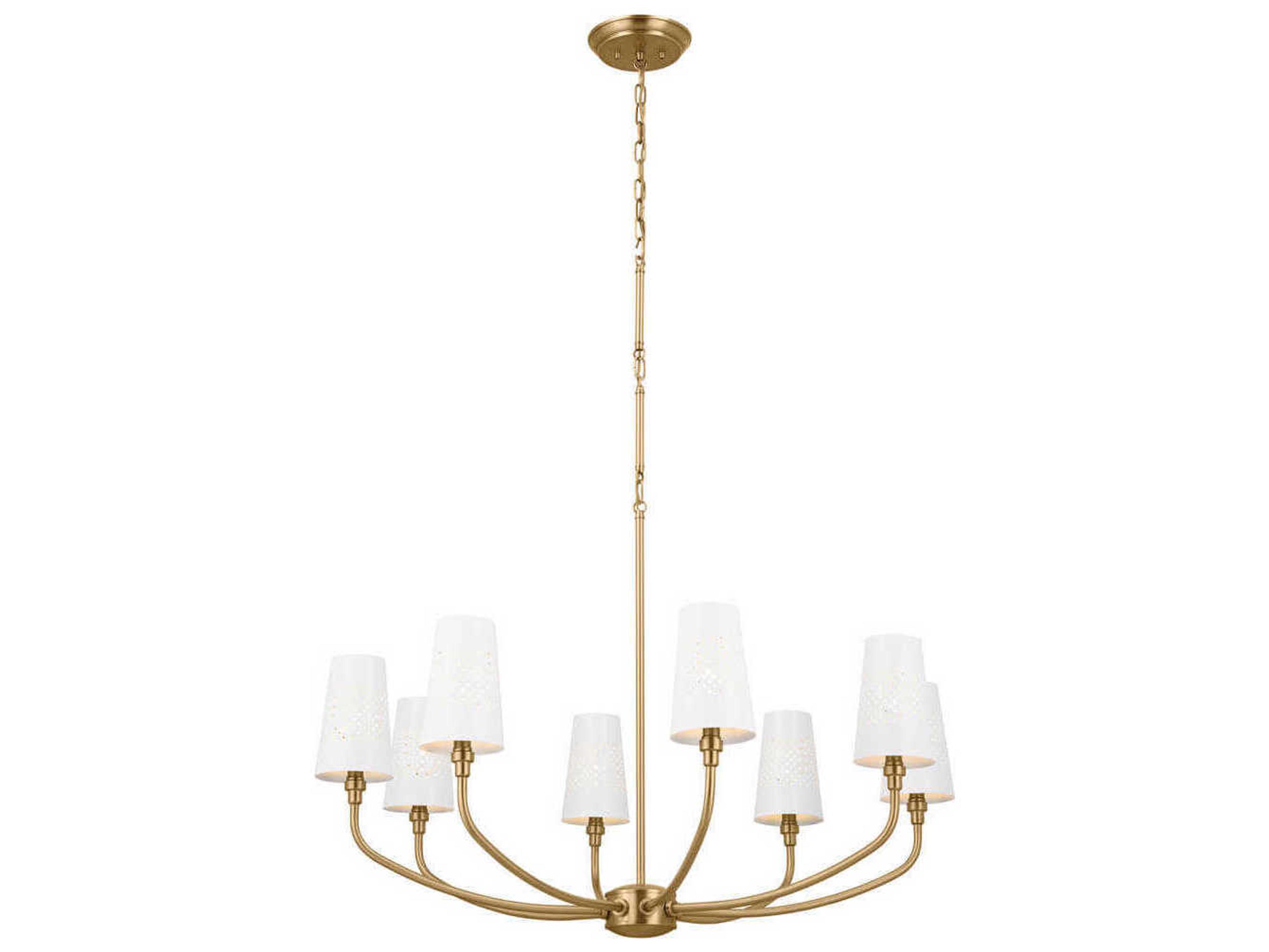 Kichler Adeena 8-Light Brushed Natural Brass White Empire Chandelier
