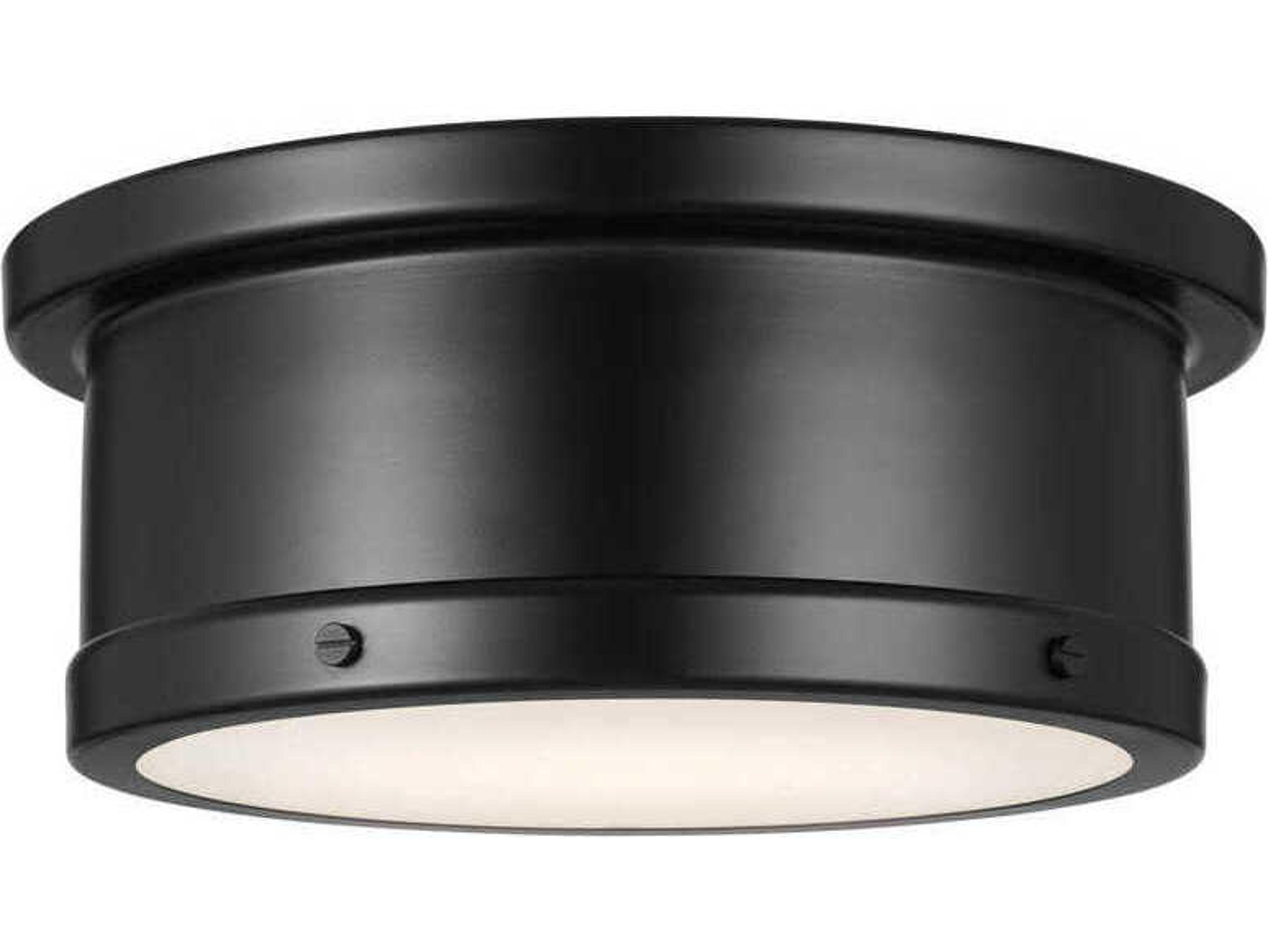 Kichler Serca 2-Light Black Glass Drum Flush Mount