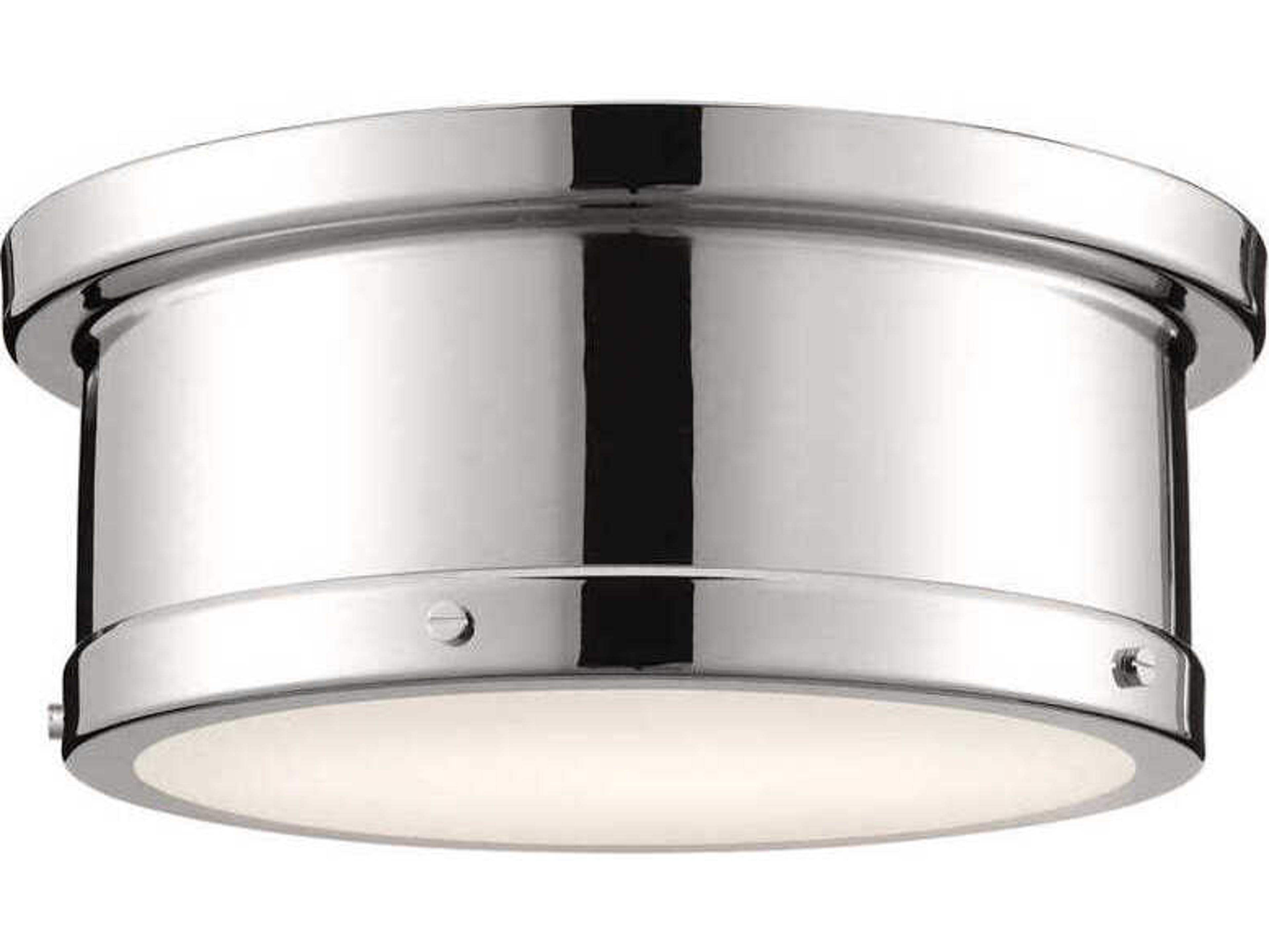 Kichler Serca 2-Light Polished Nickel Drum Flush Mount