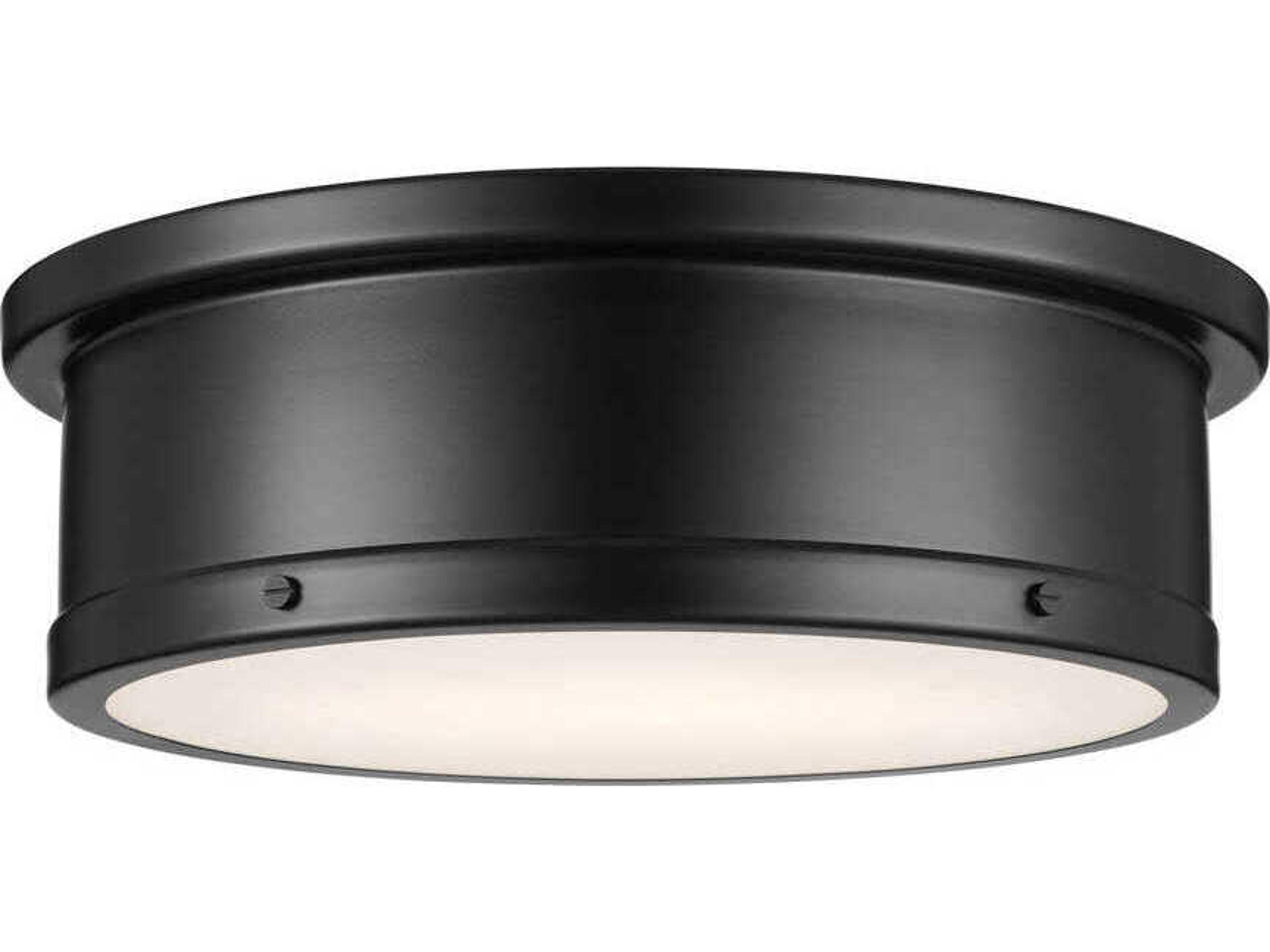 Kichler Serca 3-Light Black Glass Drum Flush Mount