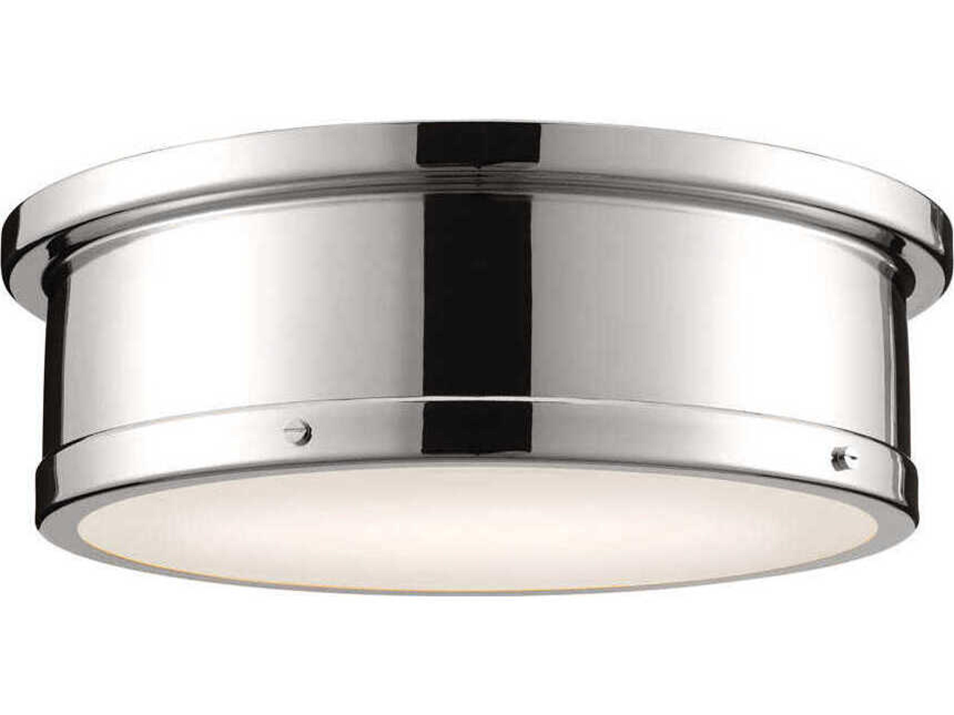 Kichler Serca 3-Light Polished Nickel Glass Drum Flush Mount