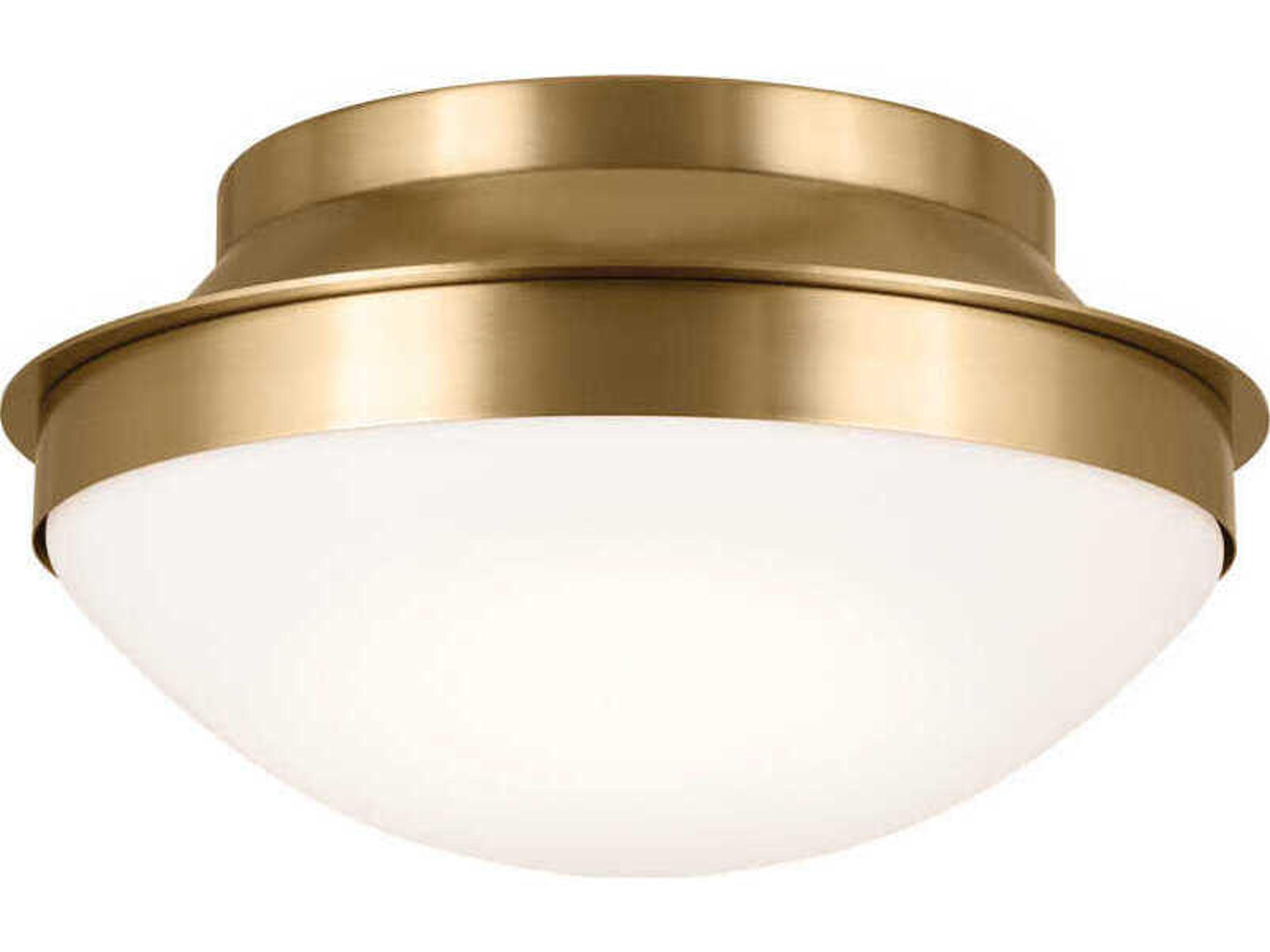 Kichler Bretta 2-Light Brushed Natural Brass Glass Bowl Flush Mount