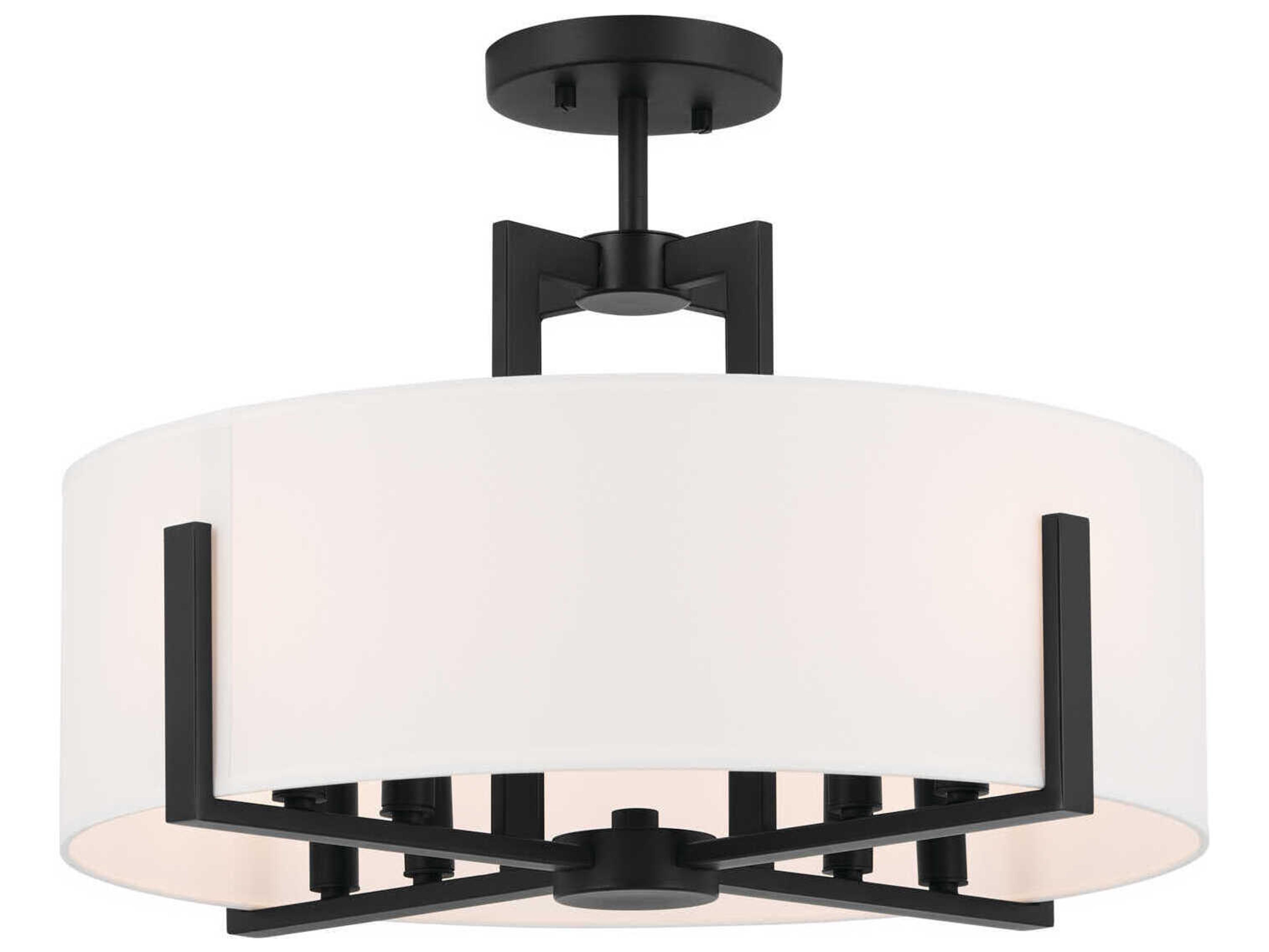 Kichler Malen 8-Light Black Drum Semi Flush Mount