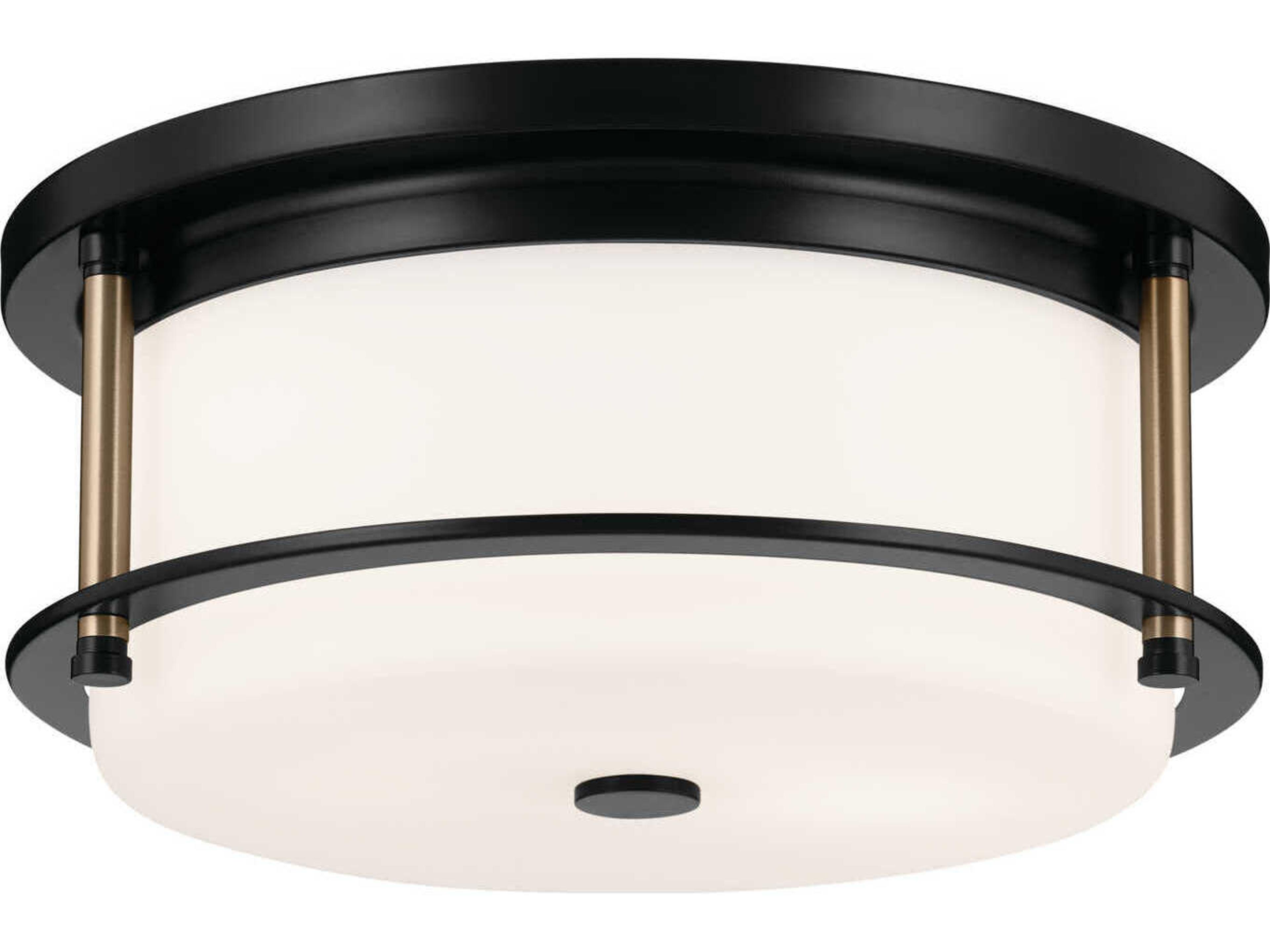Kichler Brit 2-Light Black Glass Drum Flush Mount