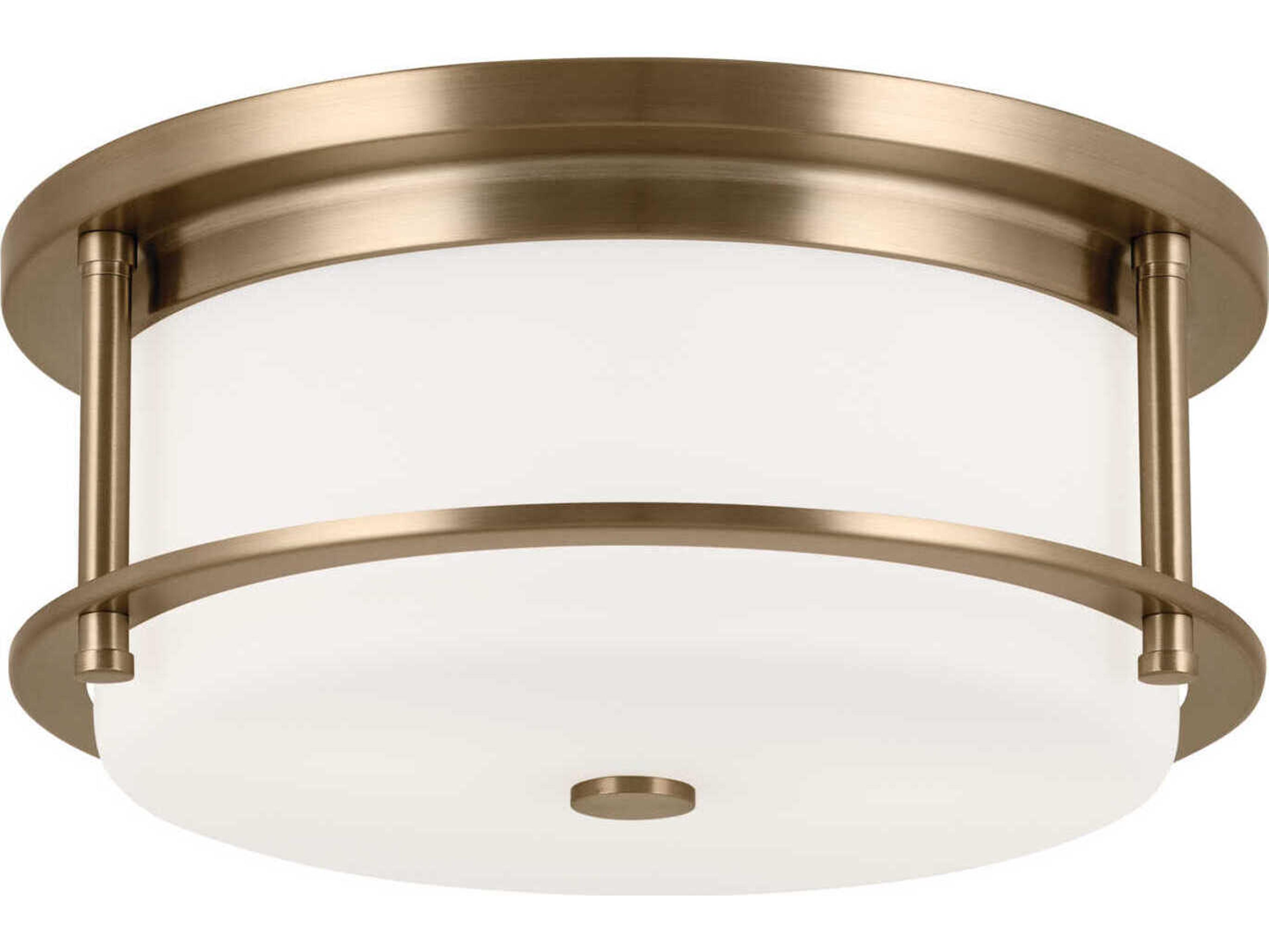 Kichler Brit 2-Light Champagne Bronze Glass Drum Flush Mount