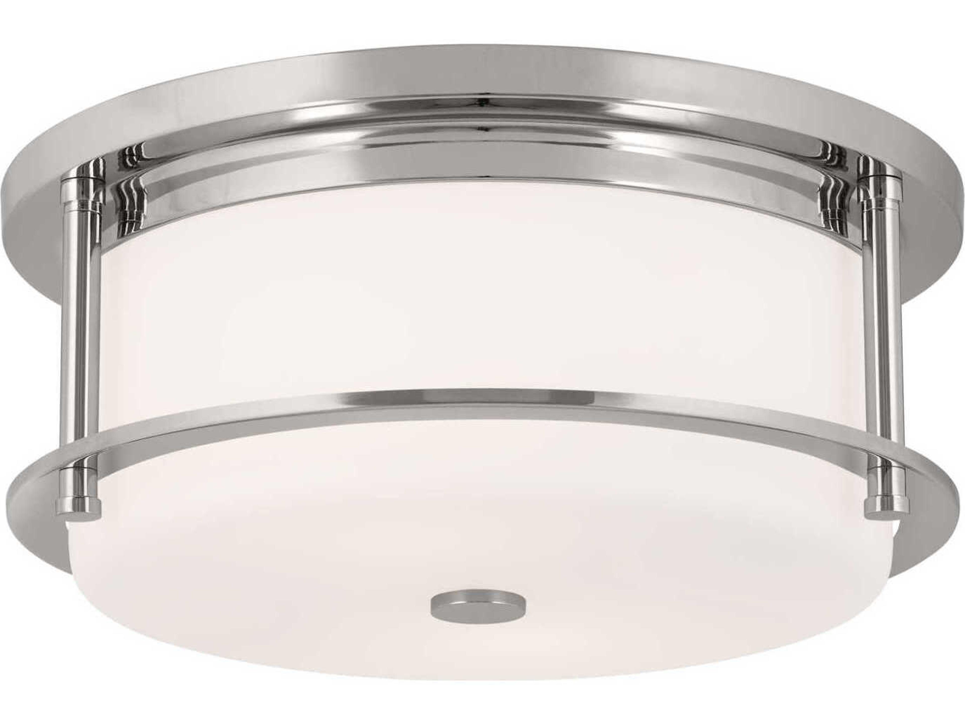 Kichler Brit 2-Light Polished Nickel Glass Drum Flush Mount