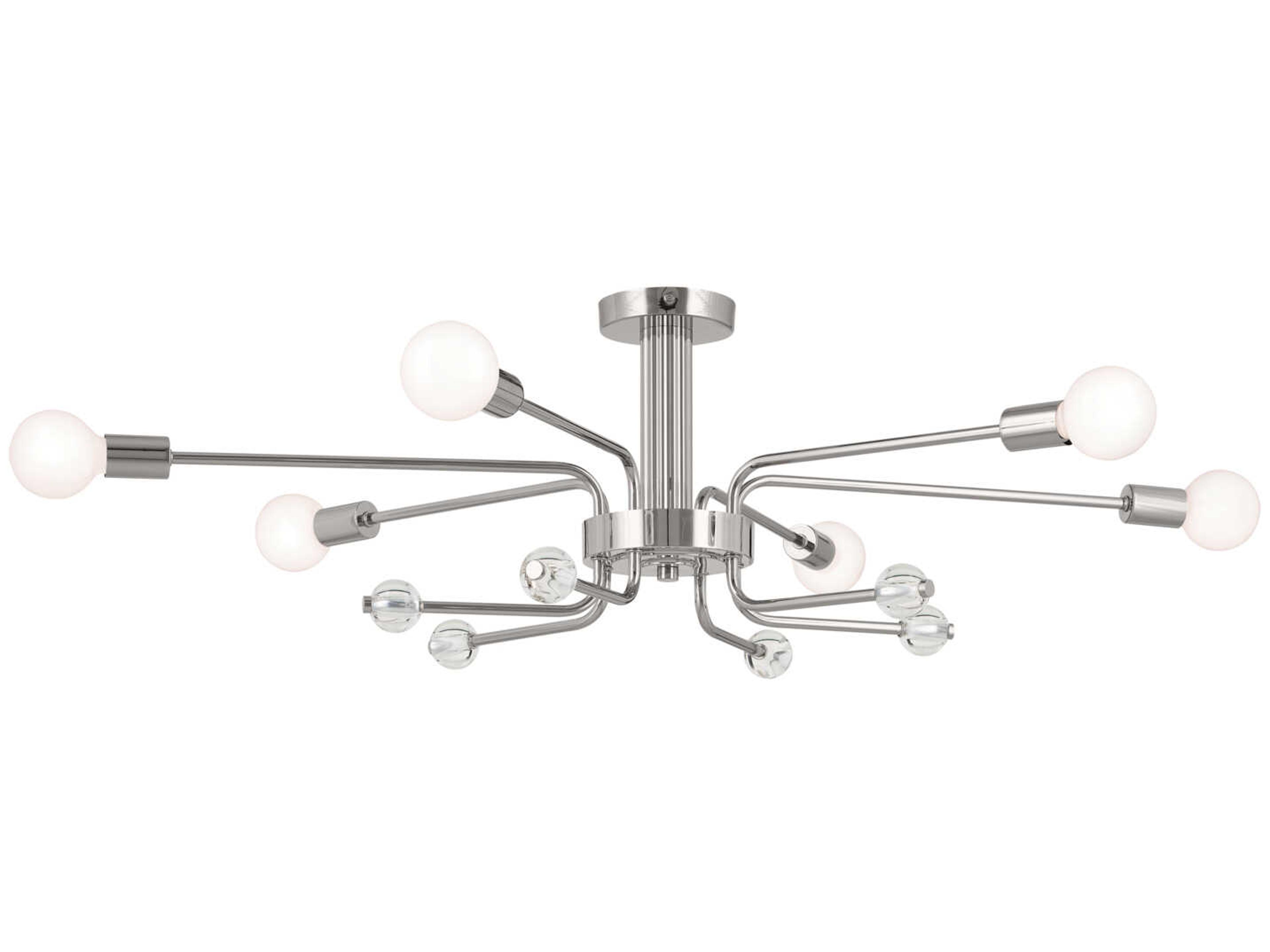 Kichler Ocala 6-Light Polished Nickel Crystal Semi Flush Mount
