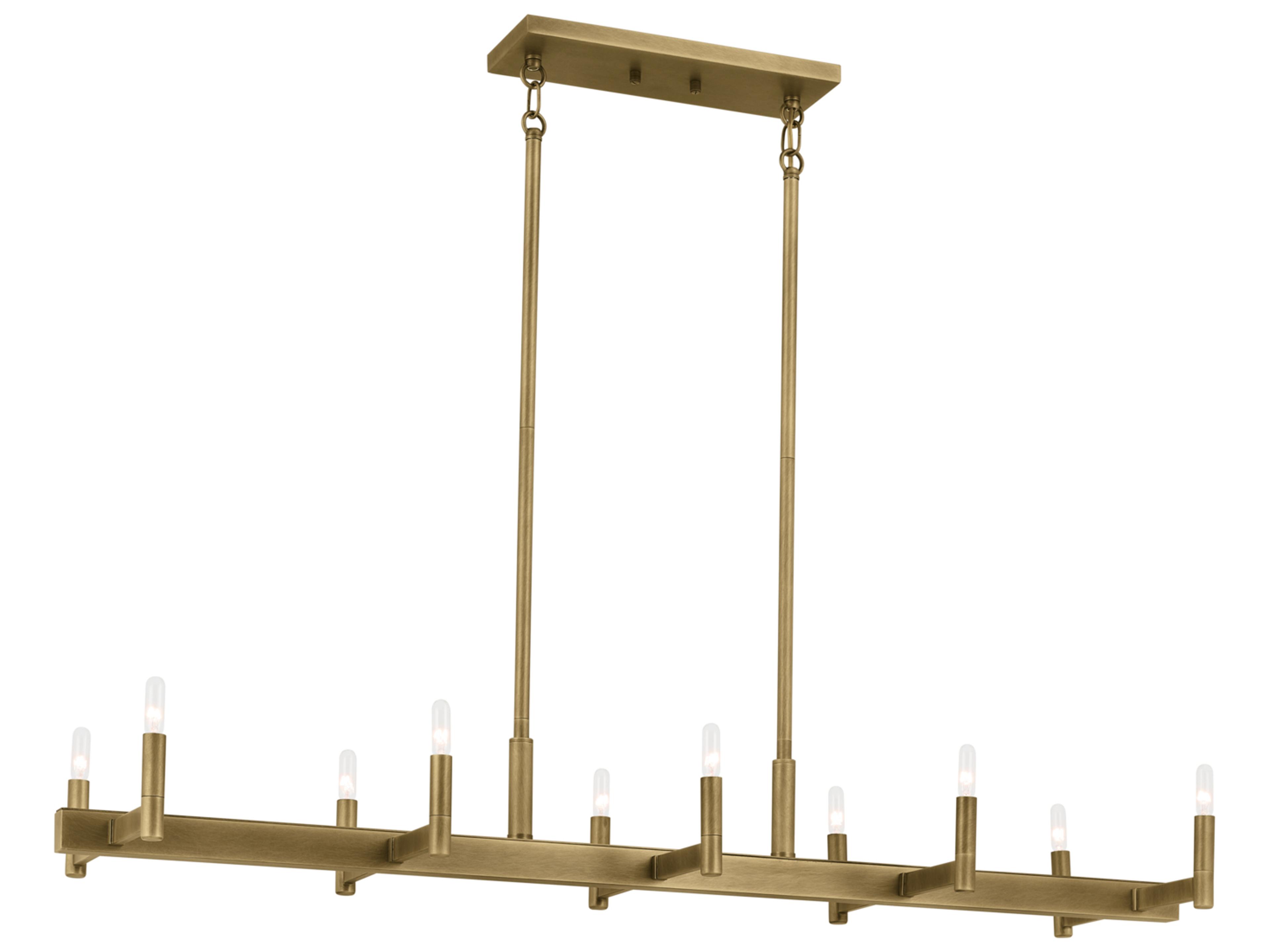 Kichler Erzo 10-Light Natural Brass Linear Island Pendant