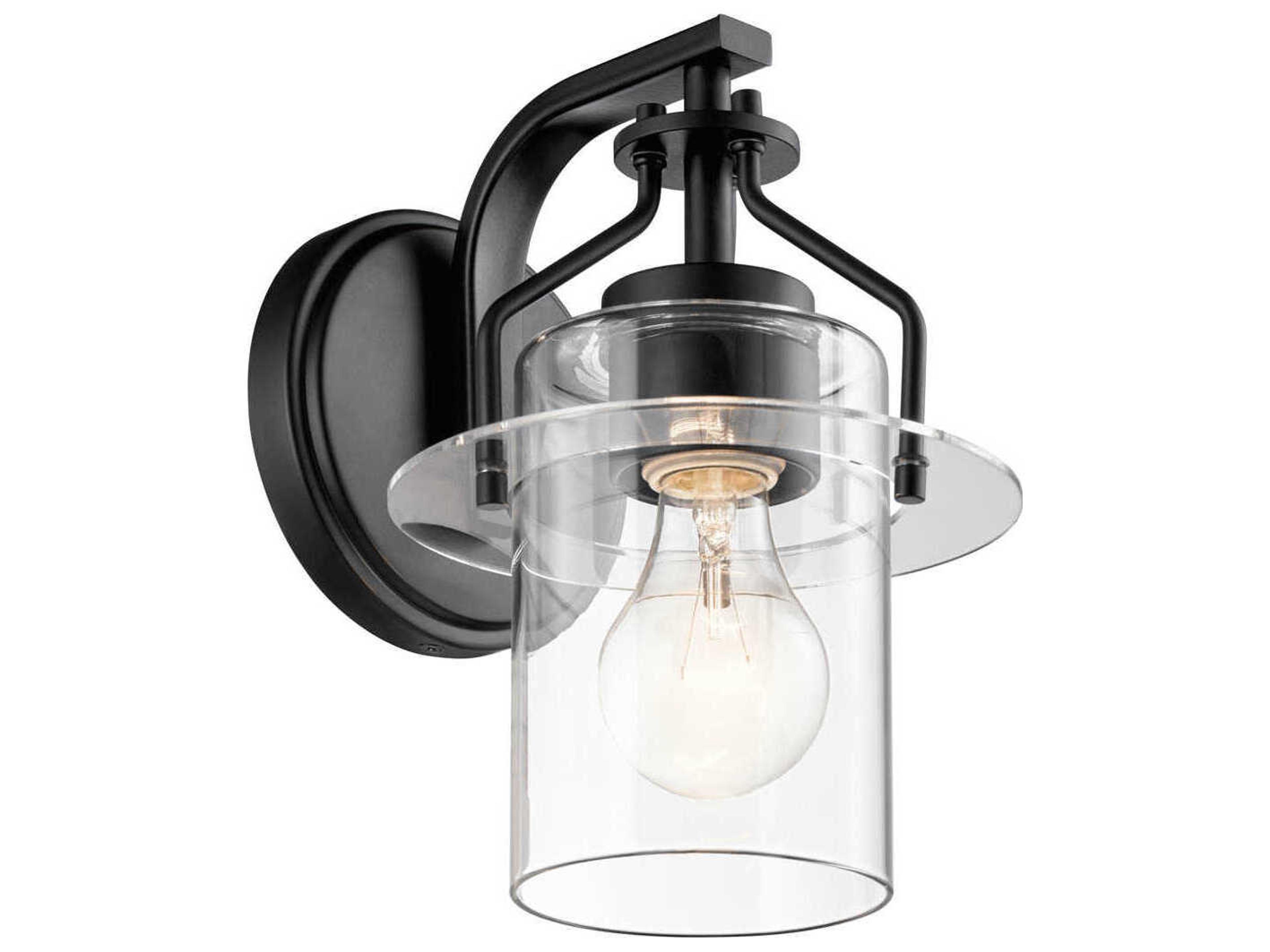 Kichler Everett 1-Light Black Glass Wall Sconce