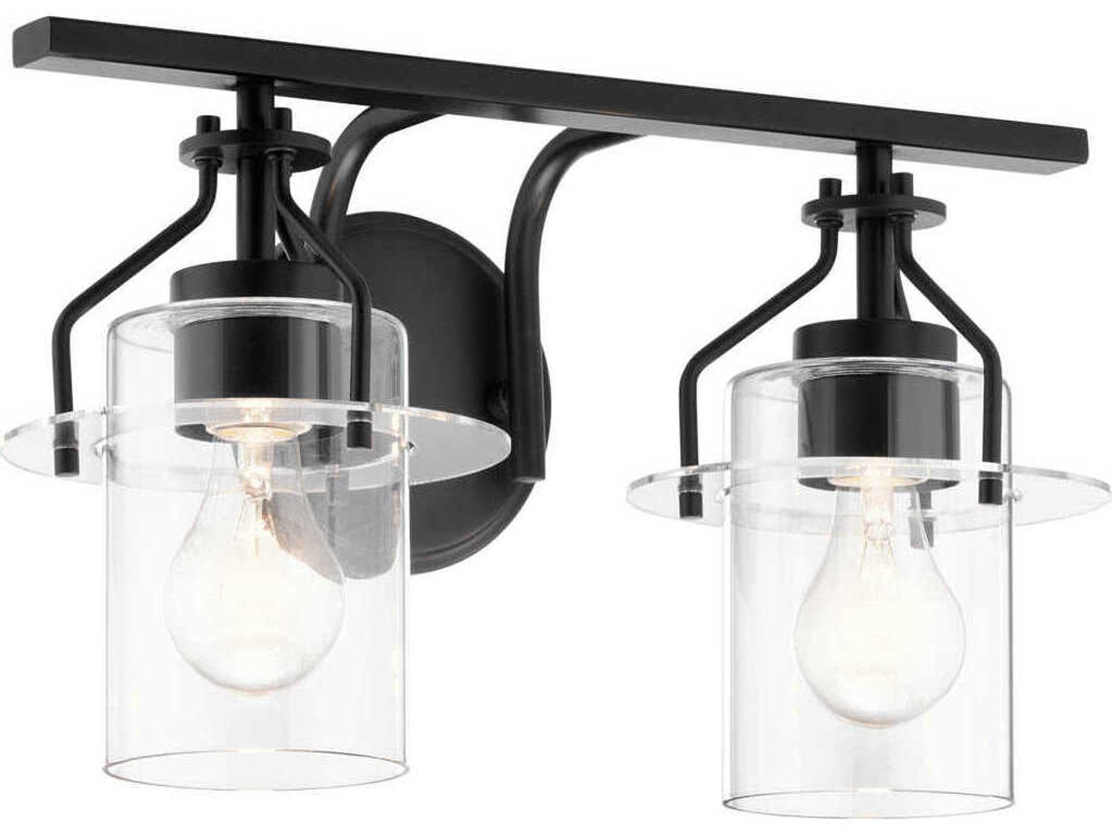 Kichler Everett 2-Light Black Glass Vanity Light