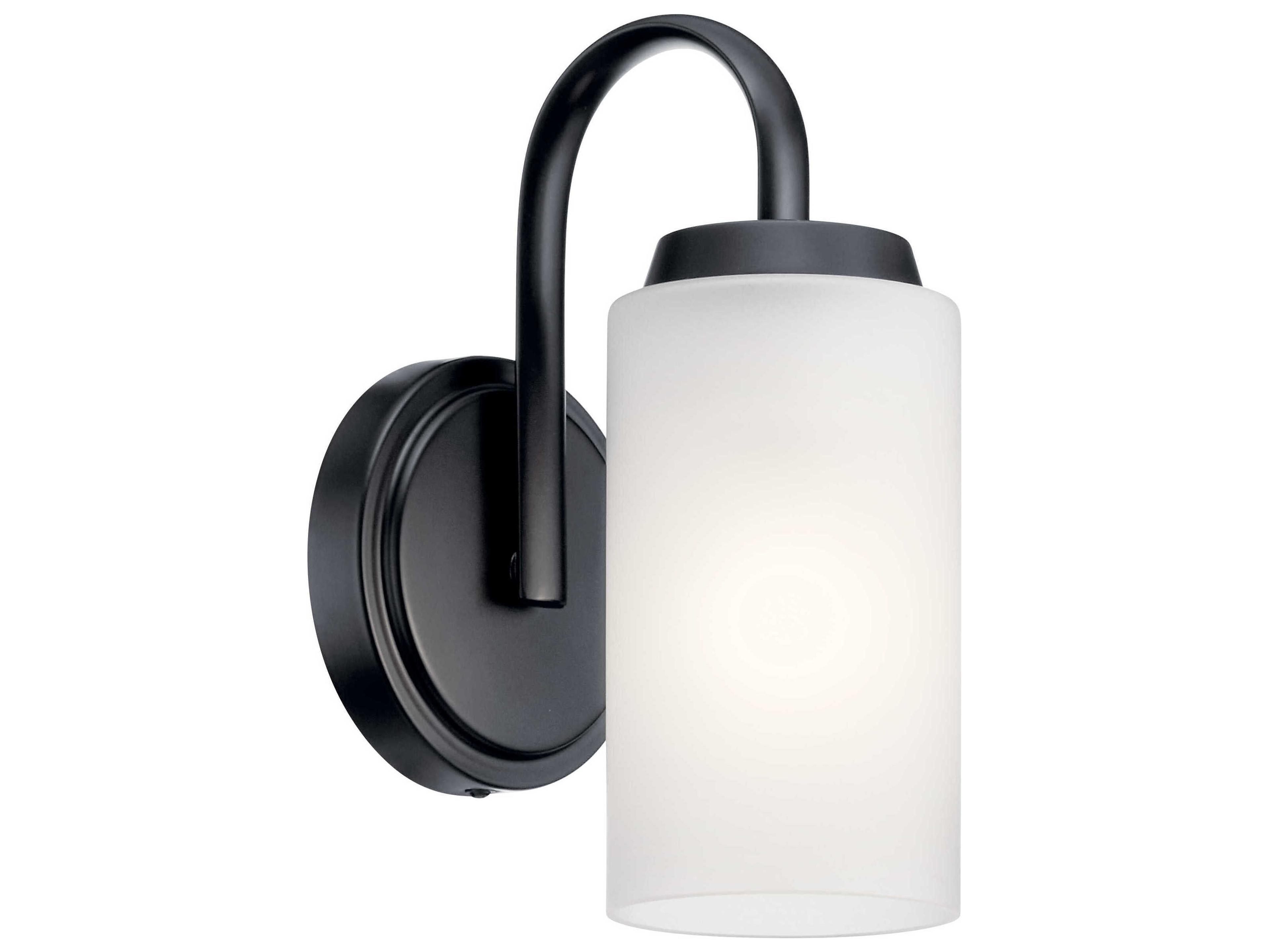 Kichler Kennewick 1-Light Black Glass Wall Sconce