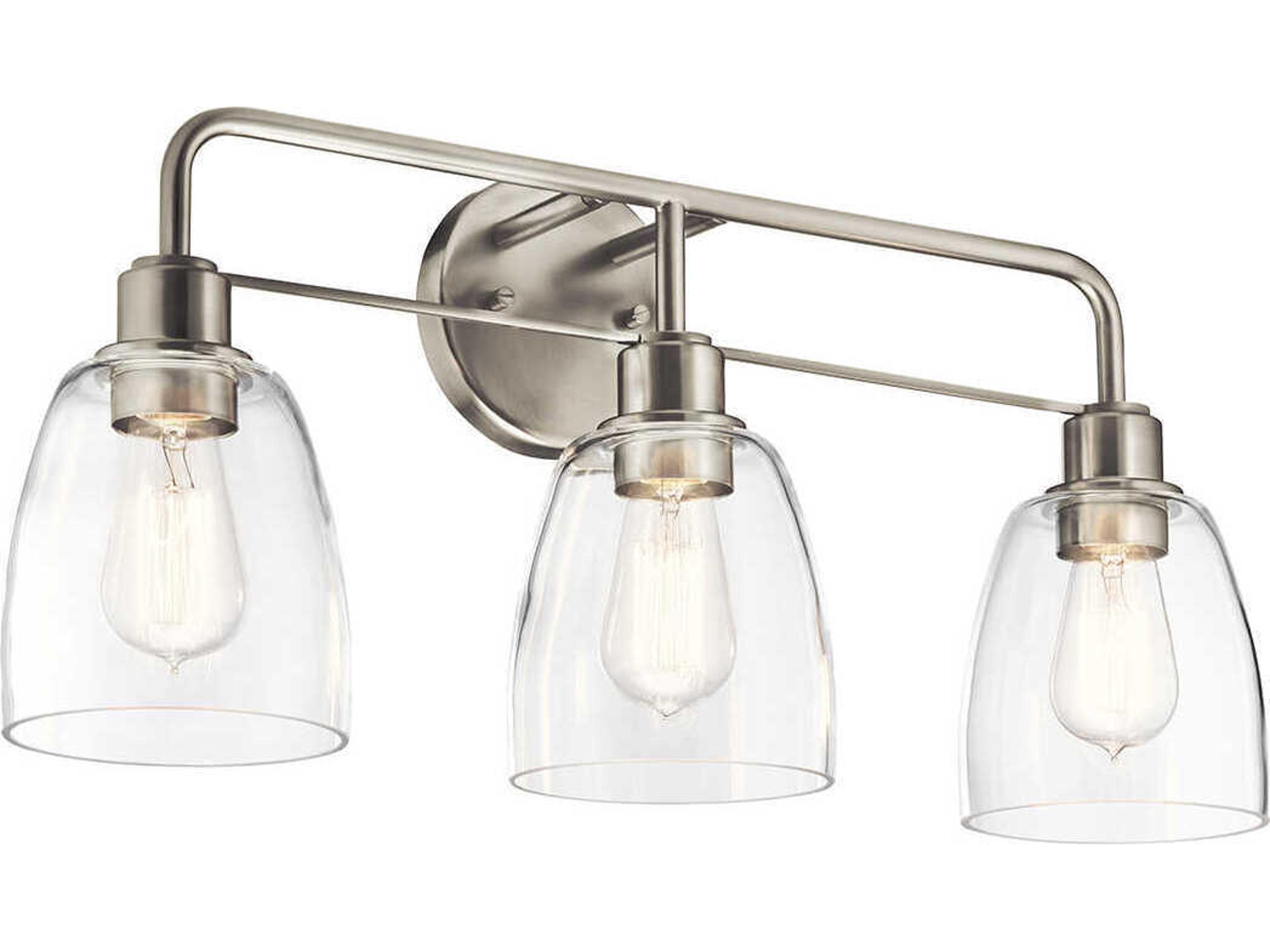 Kichler Meller 3-Light Nickel Textured Glass Vanity Light
