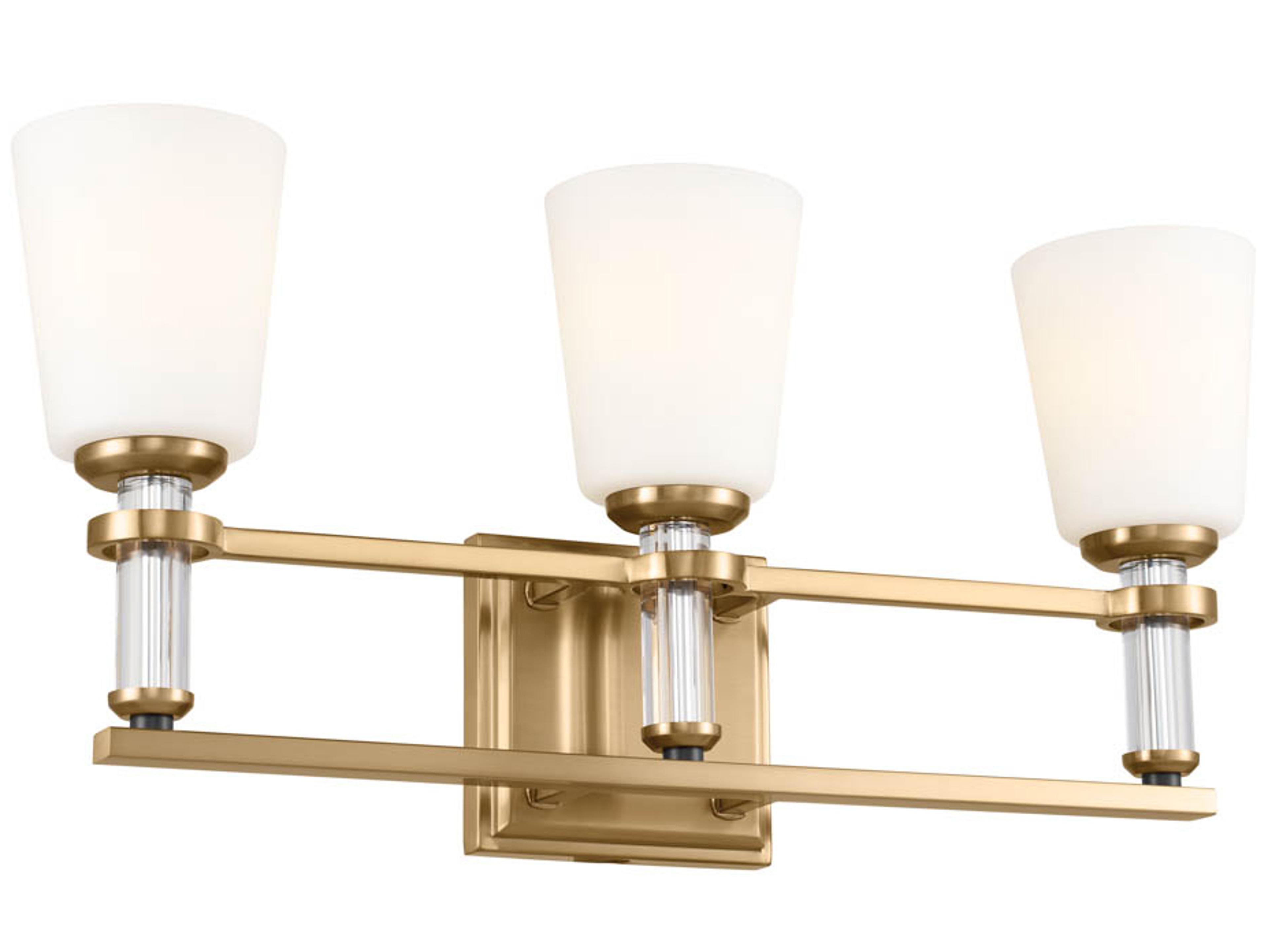 Kichler Rosalind 3-Light Brushed Natural Brass Crystal Vanity Light