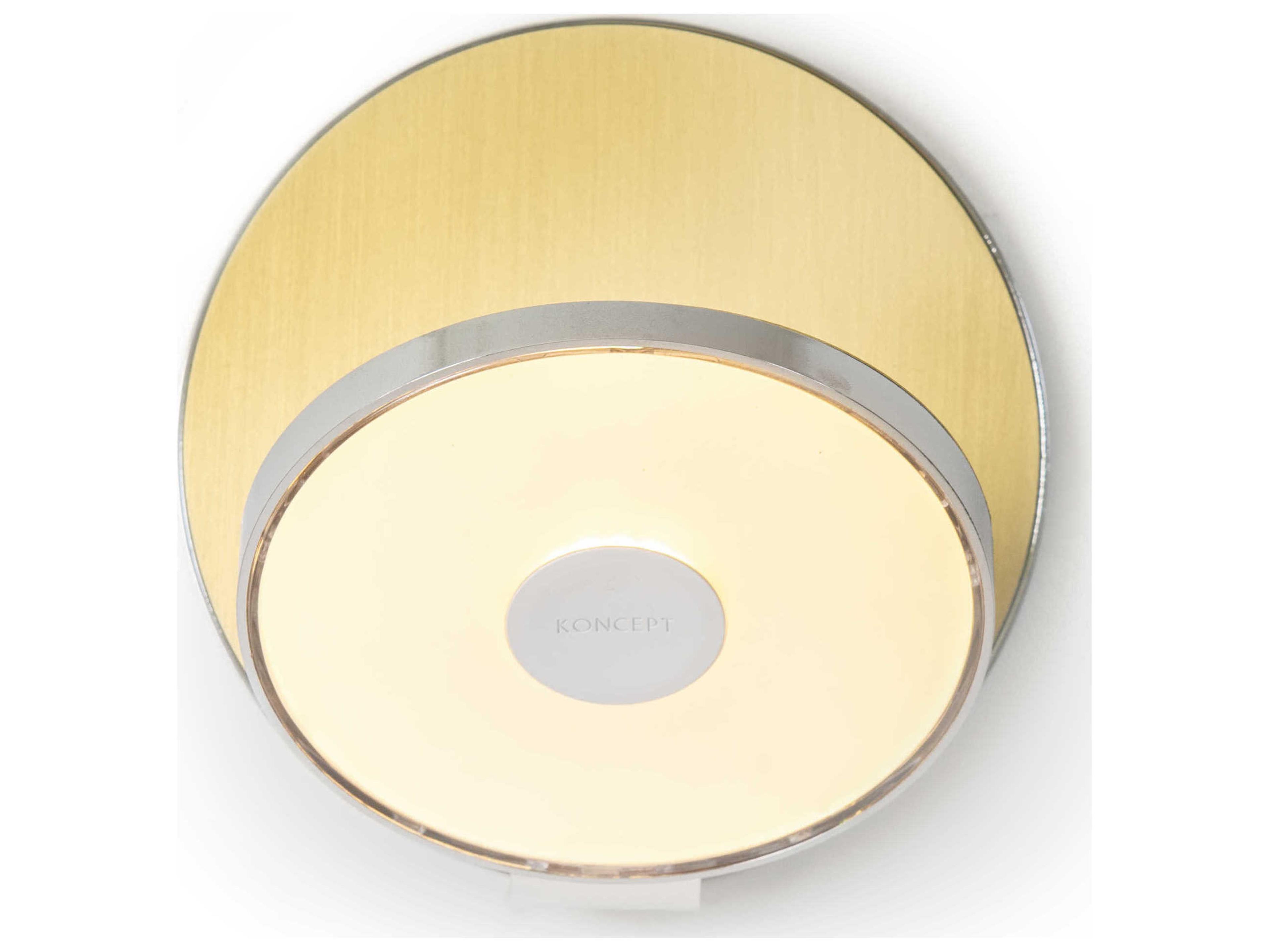 Koncept Gravy Chrome Body Brushed Brass Face Plates LED Wall Sconce