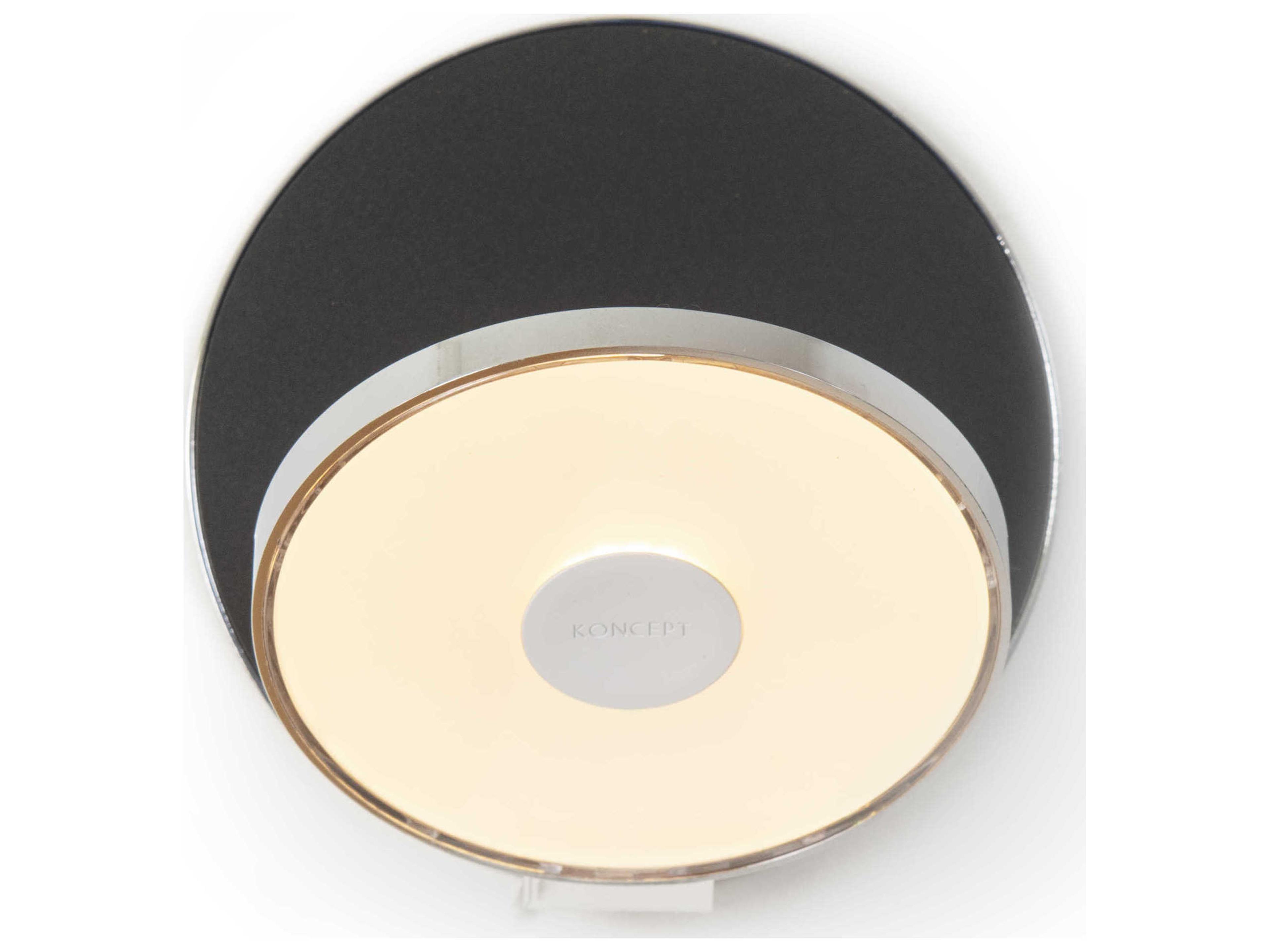 Koncept Gravy Chrome Body Metallic Black Face Plates LED Wall Sconce