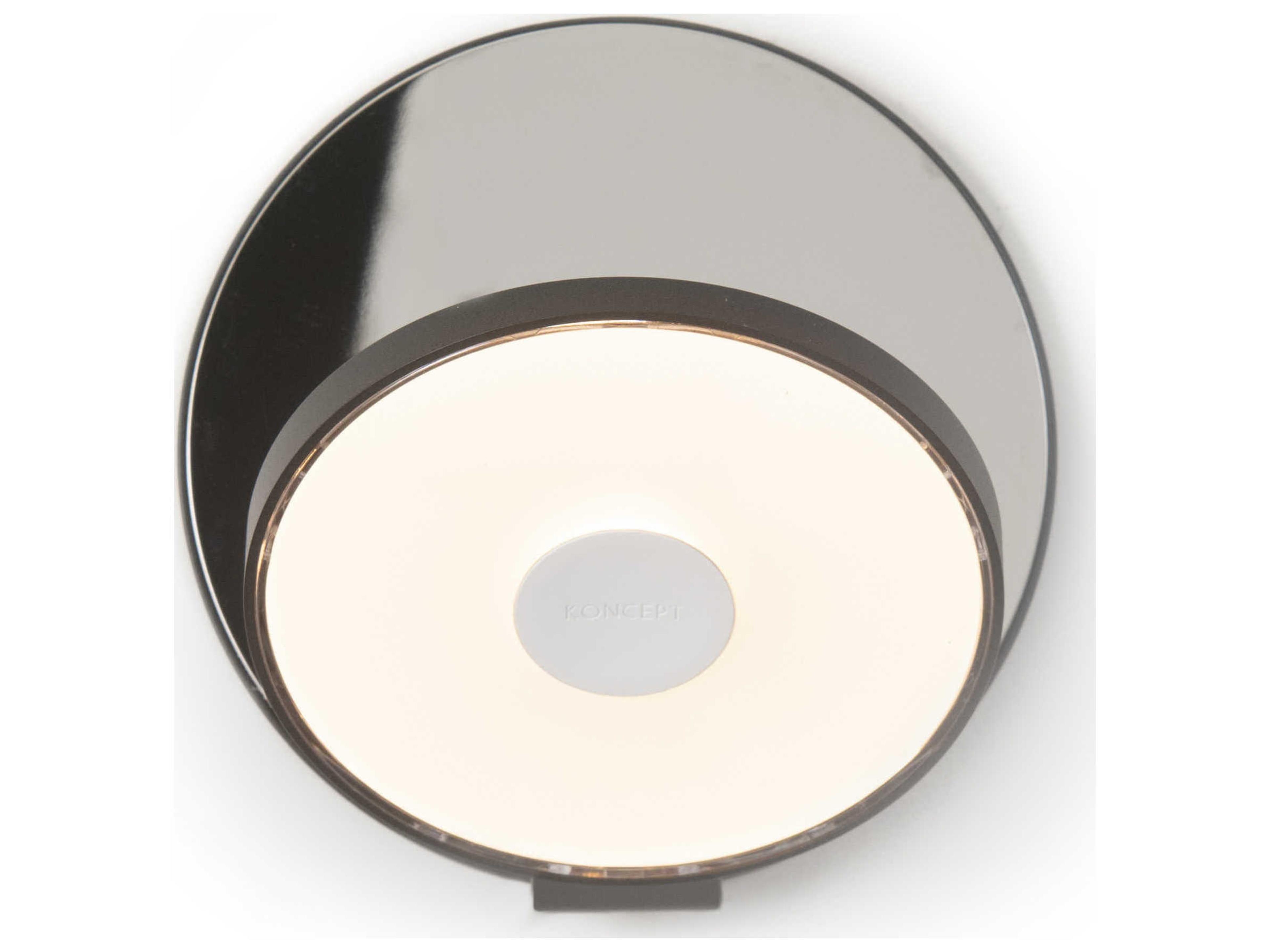Koncept Gravy Metallic Black Body Chrome Face Plates LED Wall Sconce
