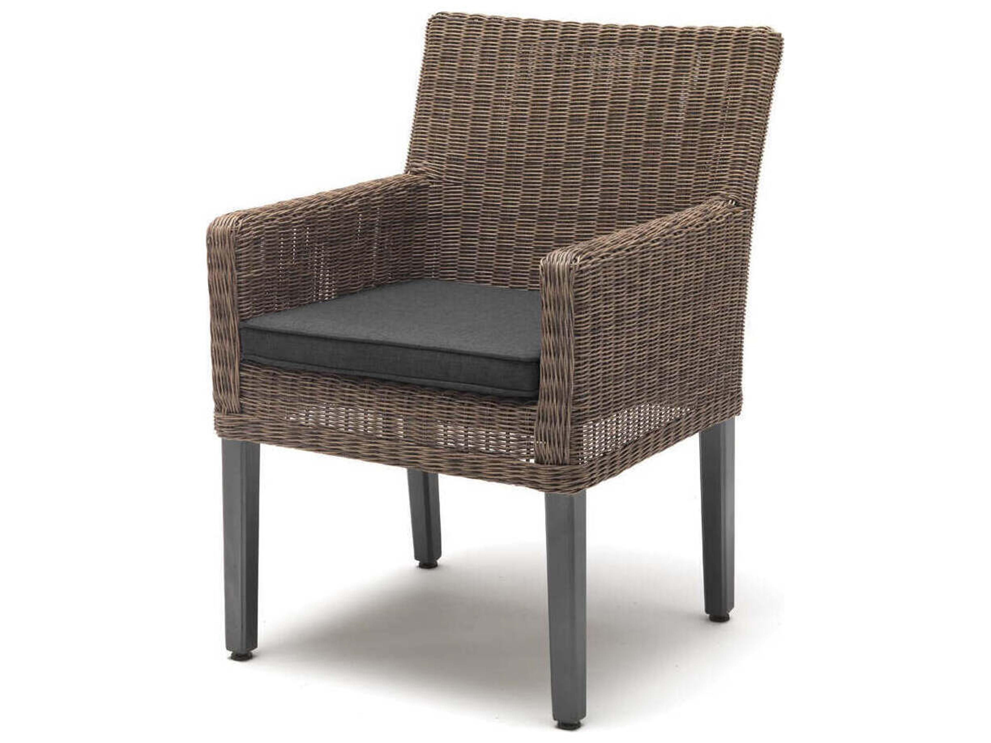 Kettler Bretange Rattan canvas Coal Aluminum Cushion Dining Chair Set Of 2