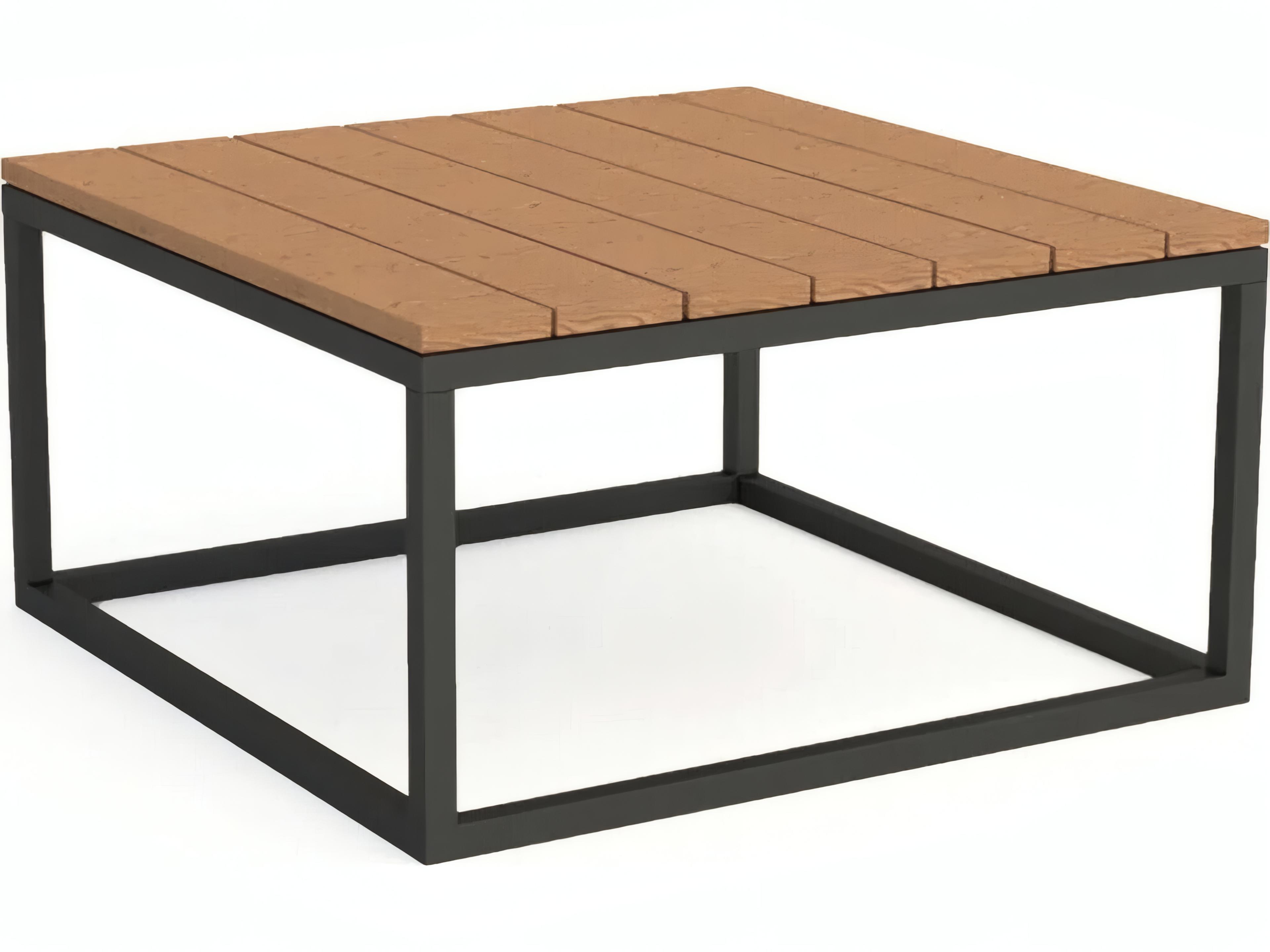 Kettler Gili Aluminum Lava Square Robust Teak Top Patio Coffee Table