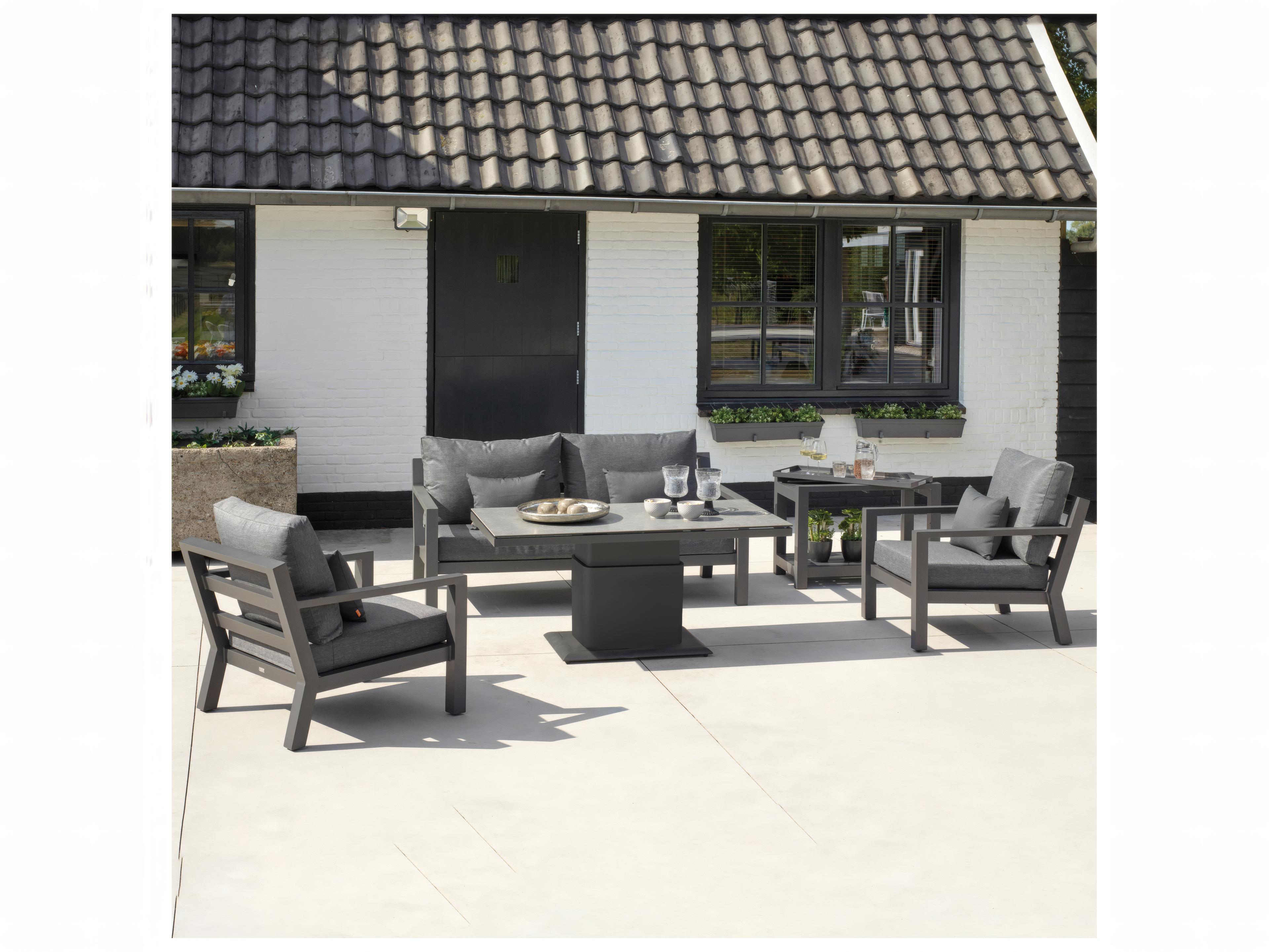 Kettler Life Timber Lava Natte Charcoal Aluminum Cushion Lounge Set