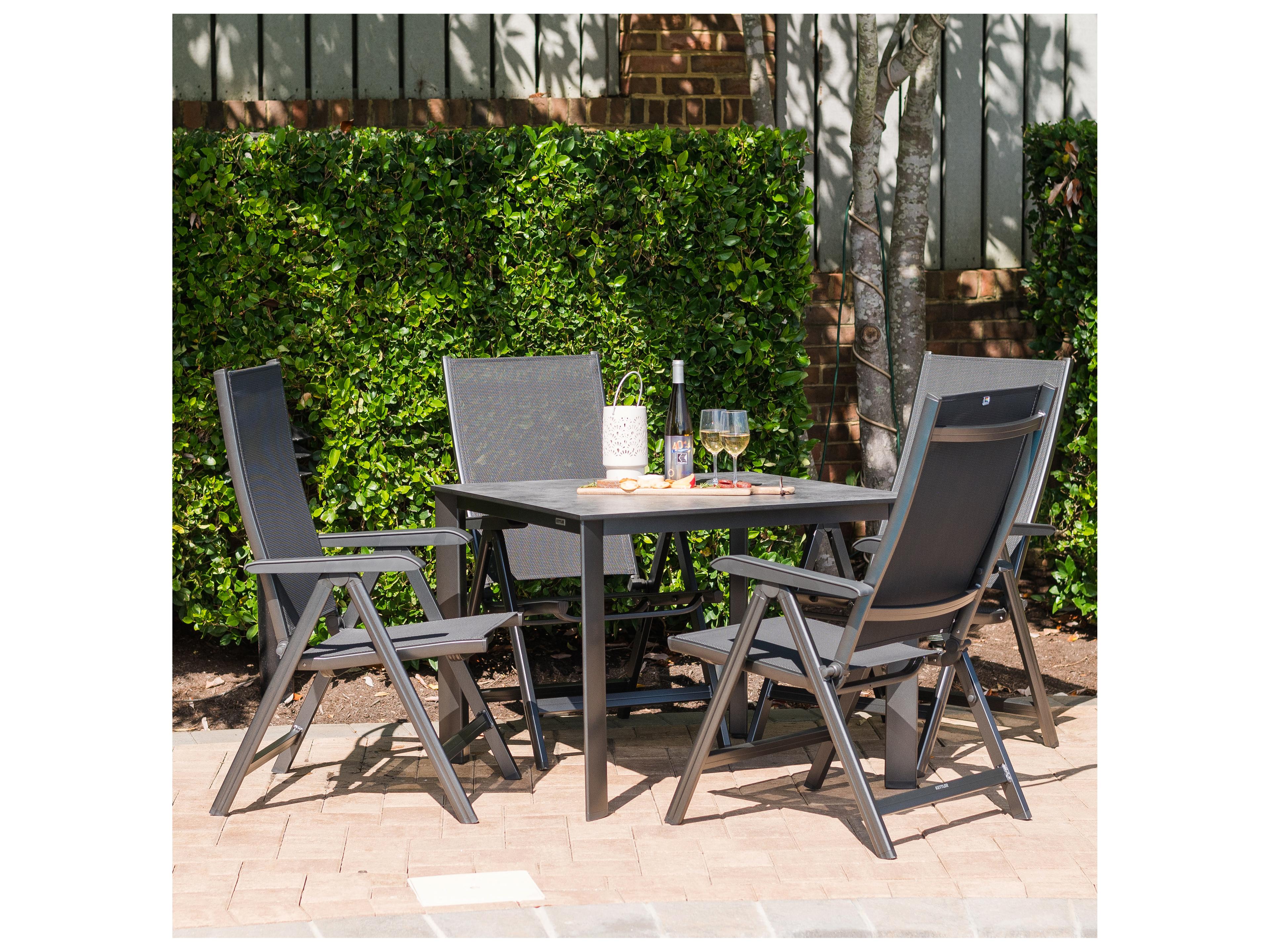 Kettler Basic Plus Sling Aluminum Gray 5 Piece Patio Dining Set in Gray