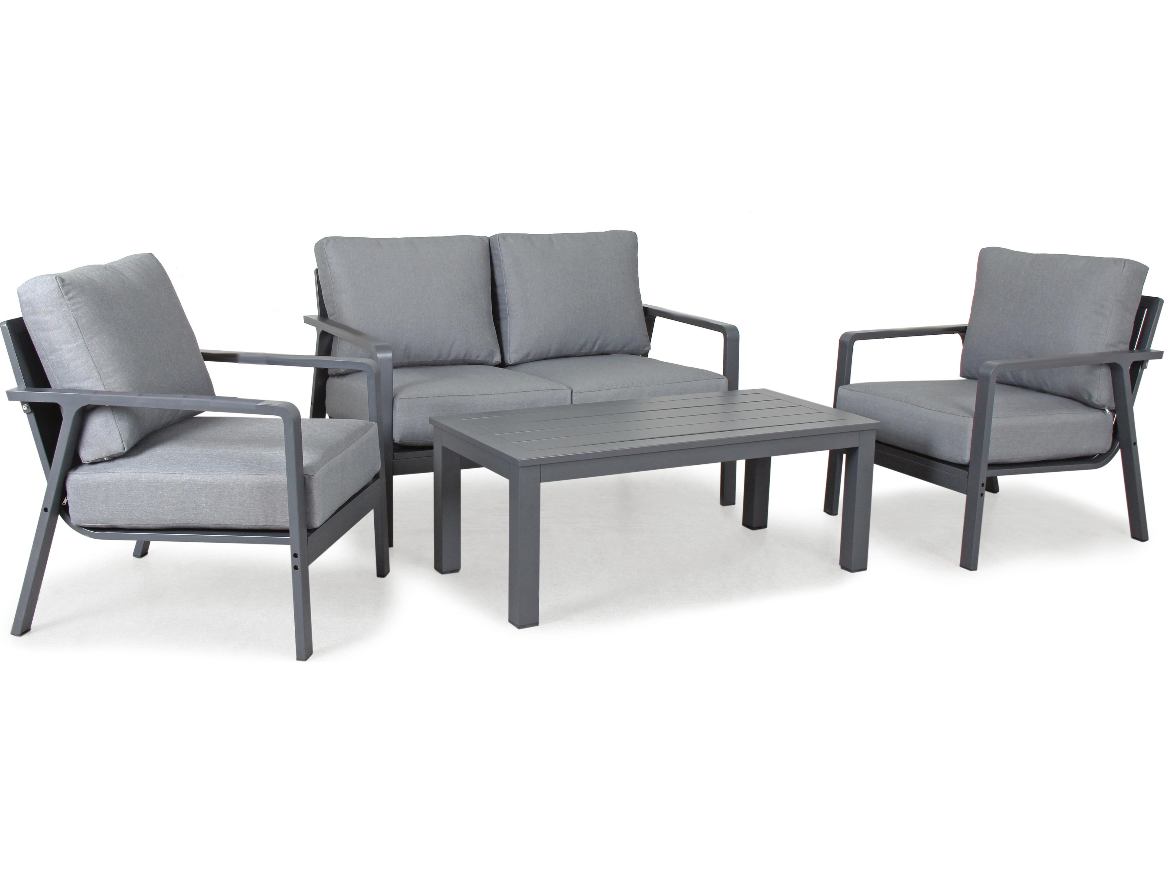 Kettler Paros Aluminum Charcoal Outdoor Patio Lounge Set in Cast Slate