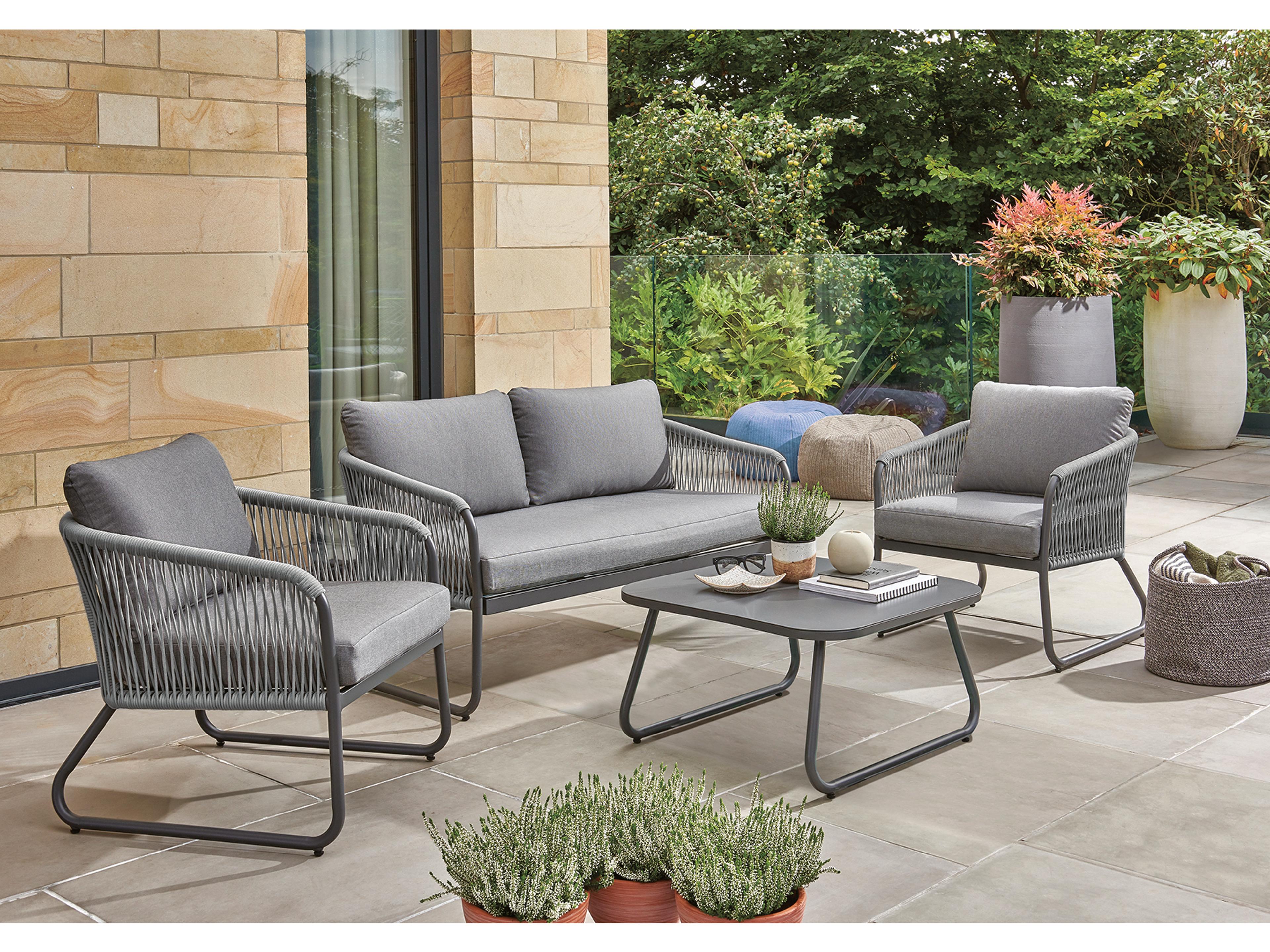 Kettler Kingston Aluminum Charcoal Outdoor Patio Lounge Set in Cast Slate