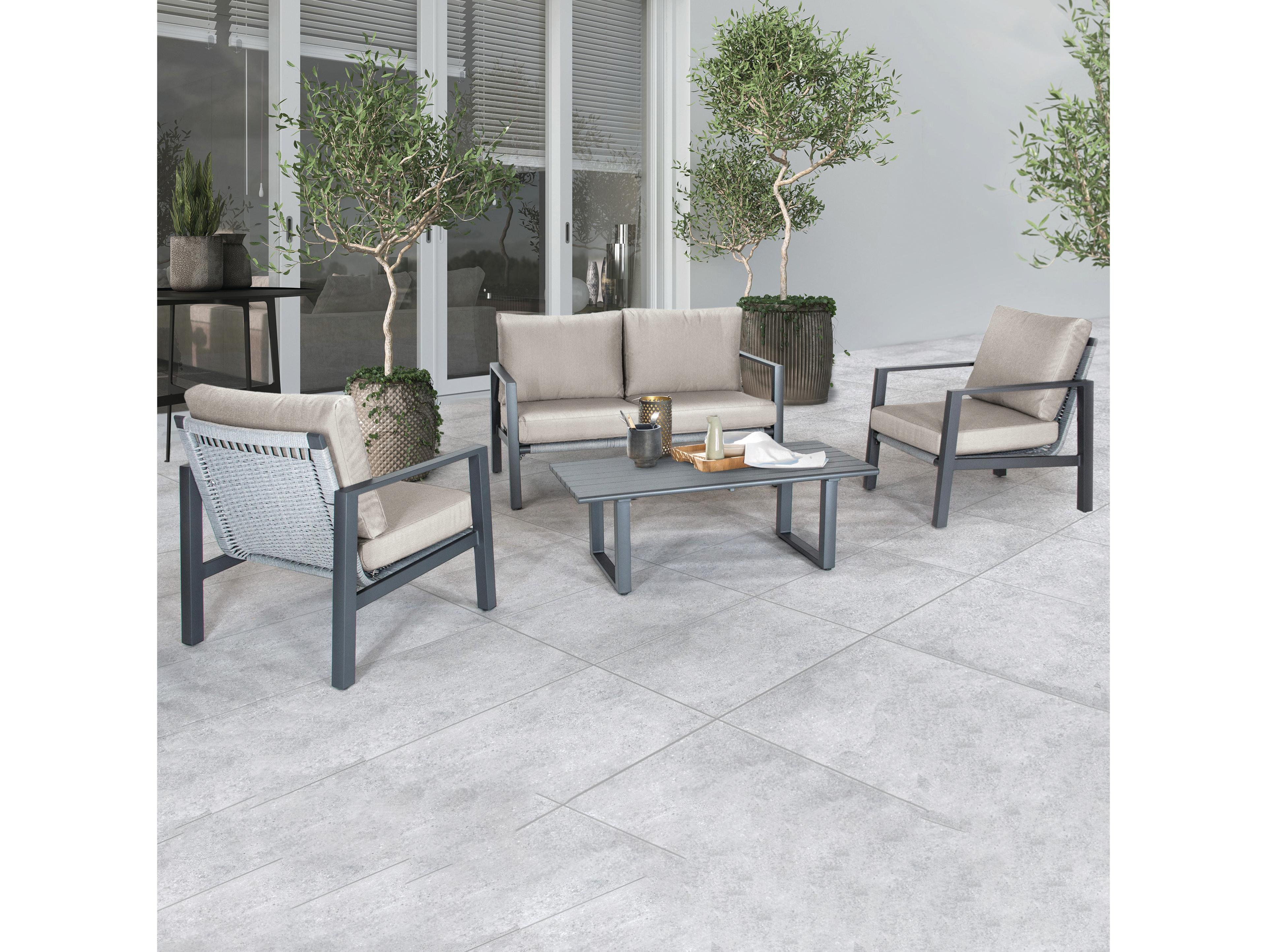 Kettler Larno Charcoal Cast Silver Aluminum Cushion Lounge Set