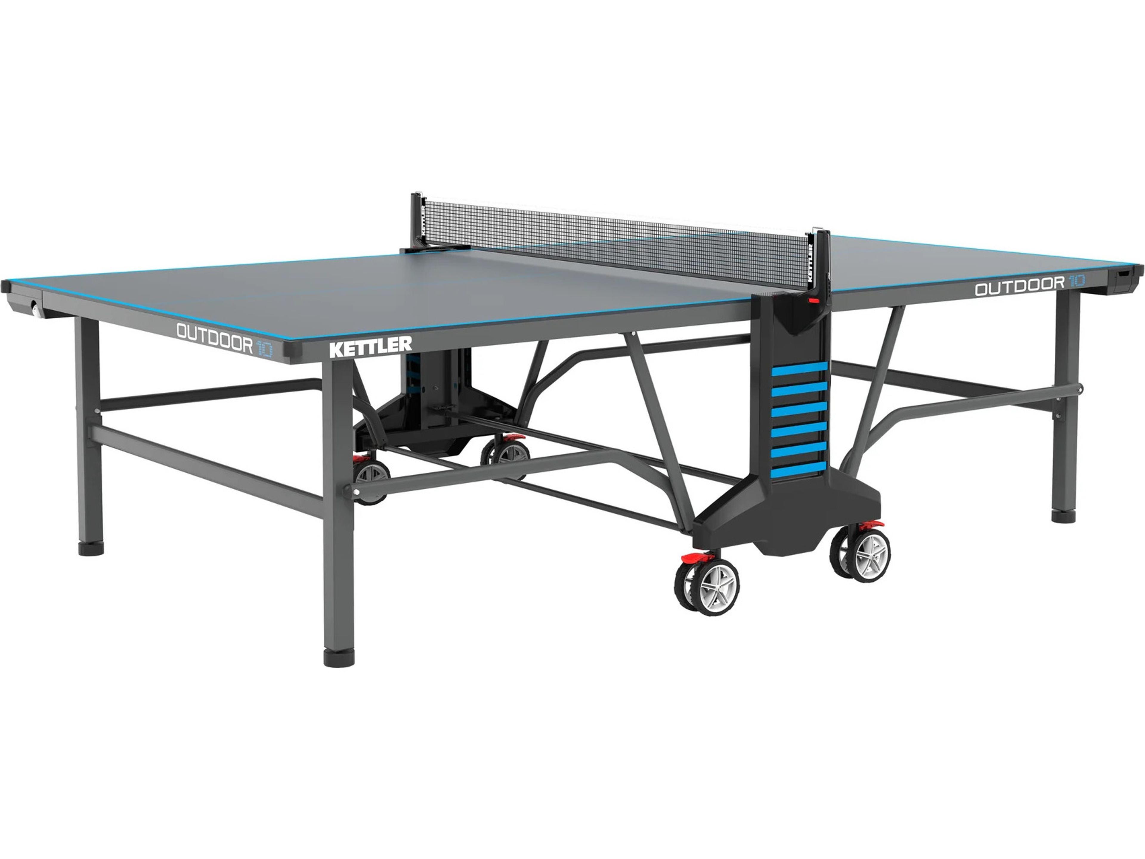 Kettler Outdoor 10 Table Tennis Table 4-Player Bundle