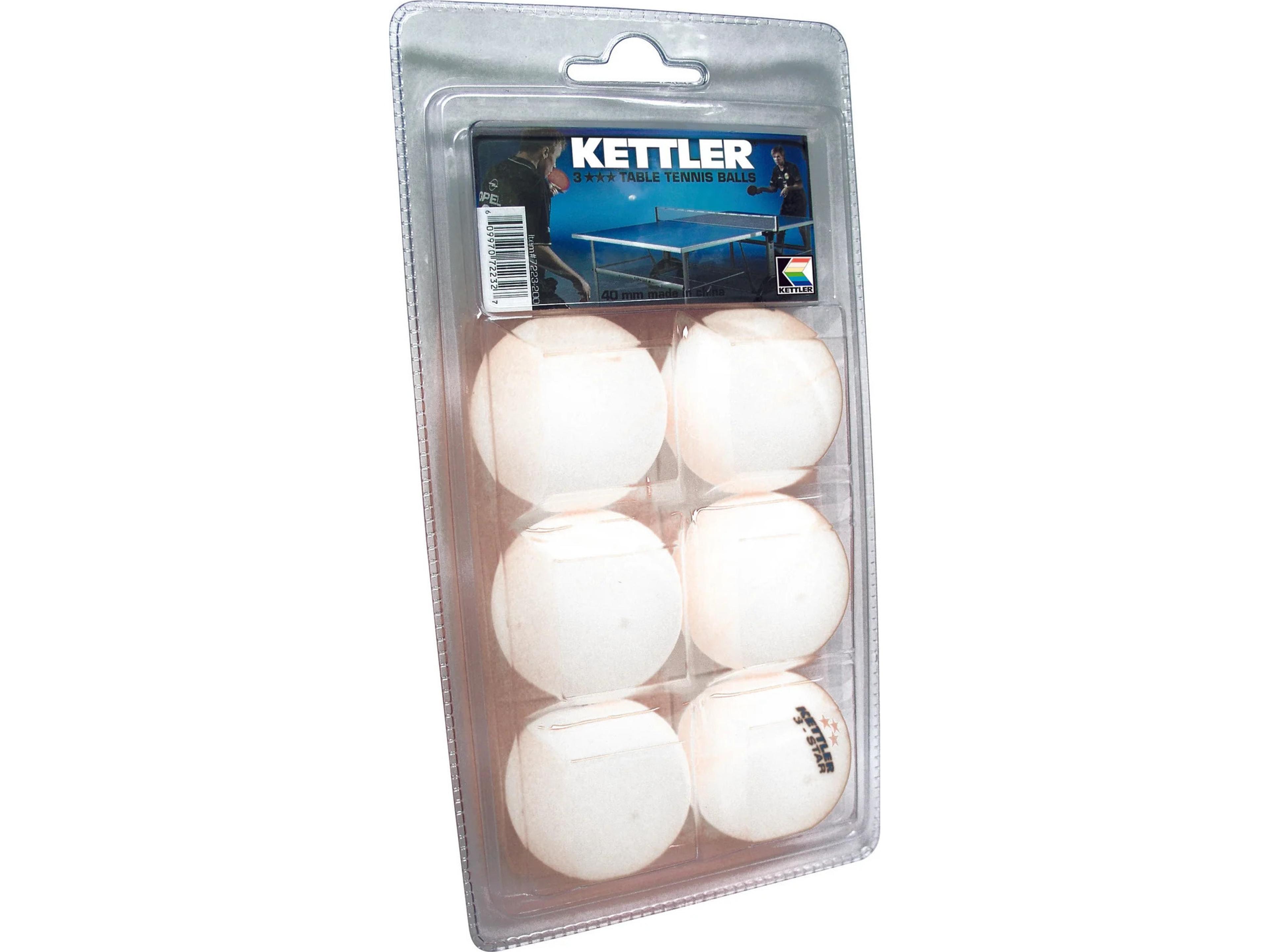 Kettler 3-Star White Table Tennis Balls 6-Pack