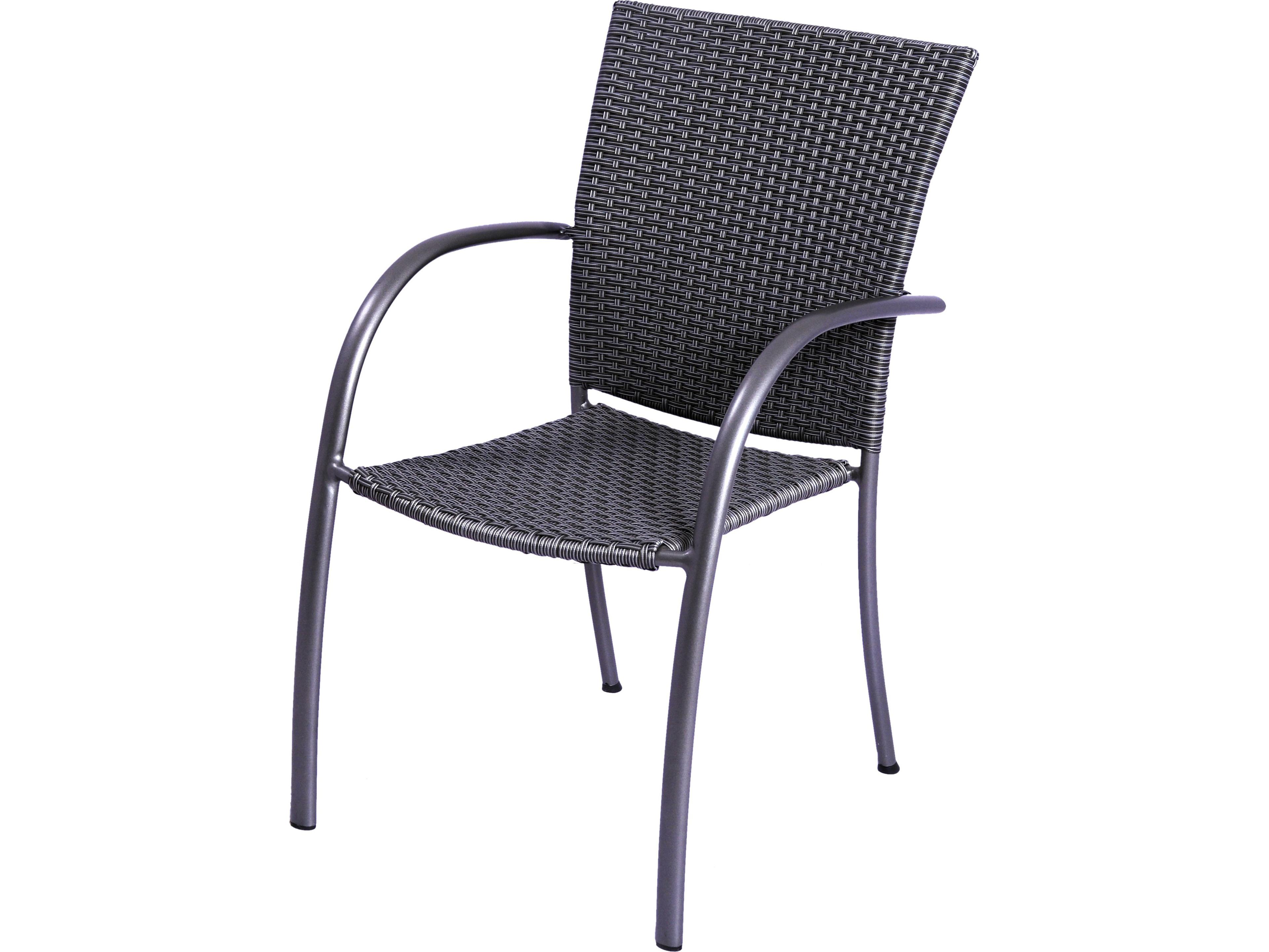 Kettler Pilano Wrought Iron Woven Silver-Gray Weave Dining Arm Chair Set of 6