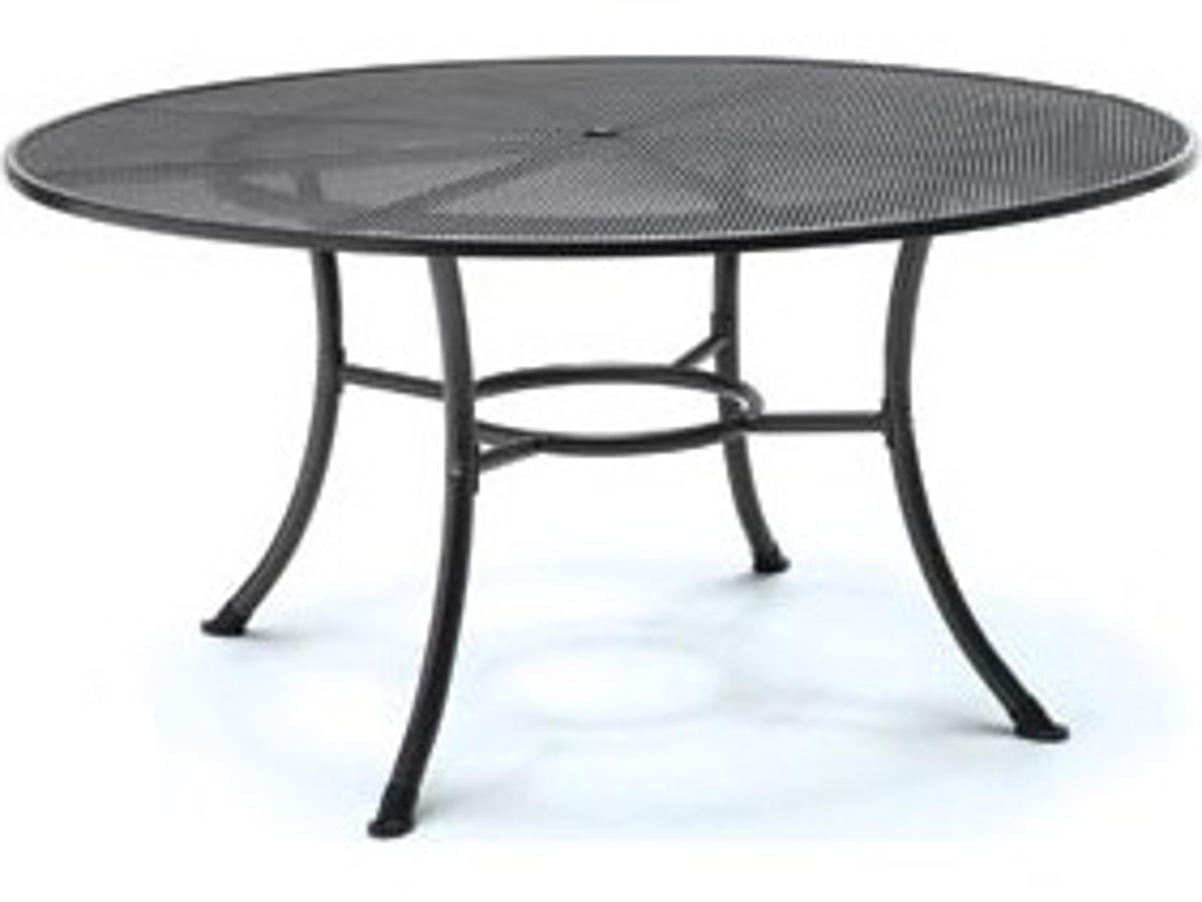 Kettler Mesh Top Steel Gray Round Patio Dining Table with Umbrella Hole