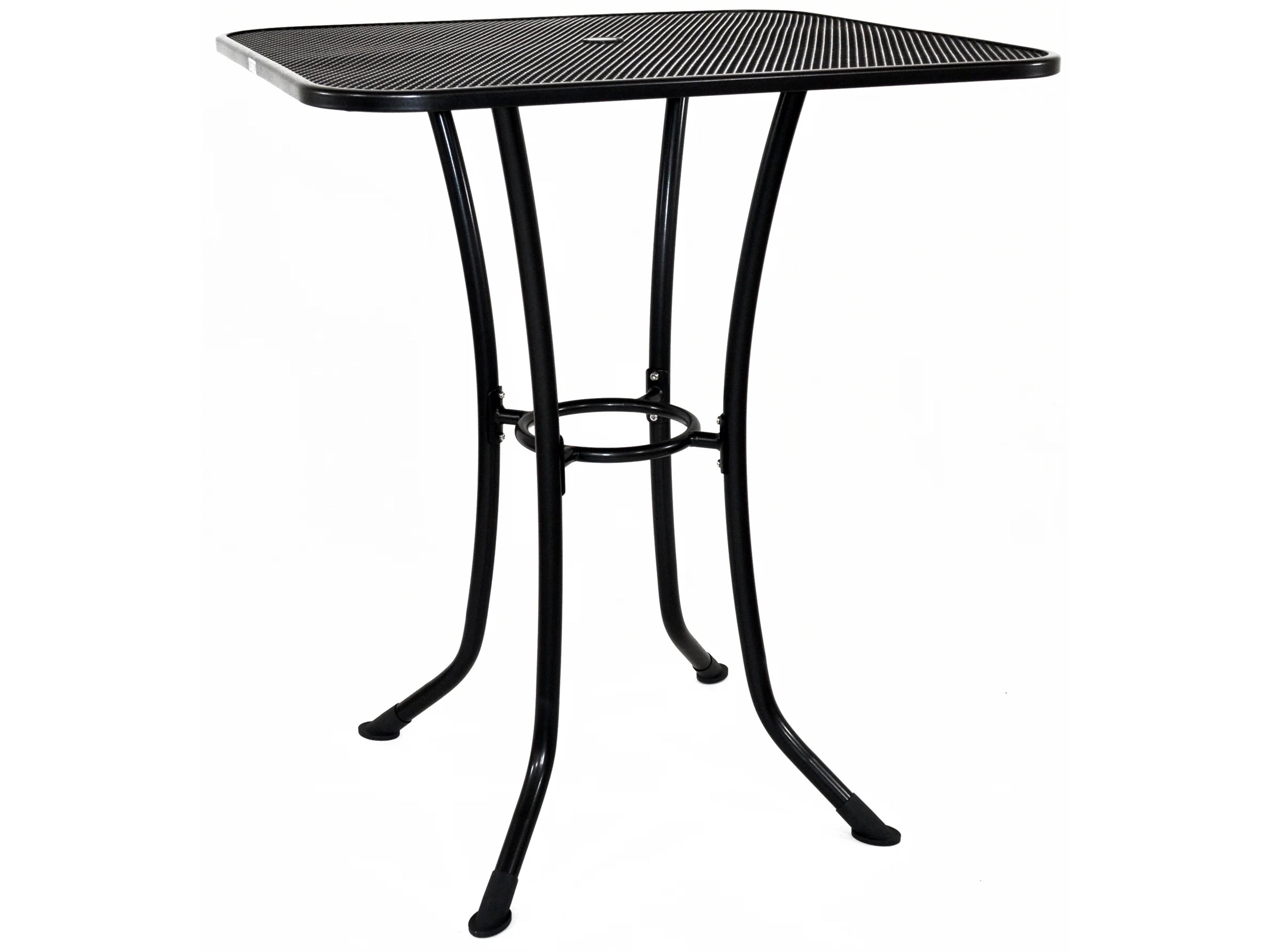 Kettler Mesh Steel Square Outdoor Patio Bar Table with Umbrella Hole