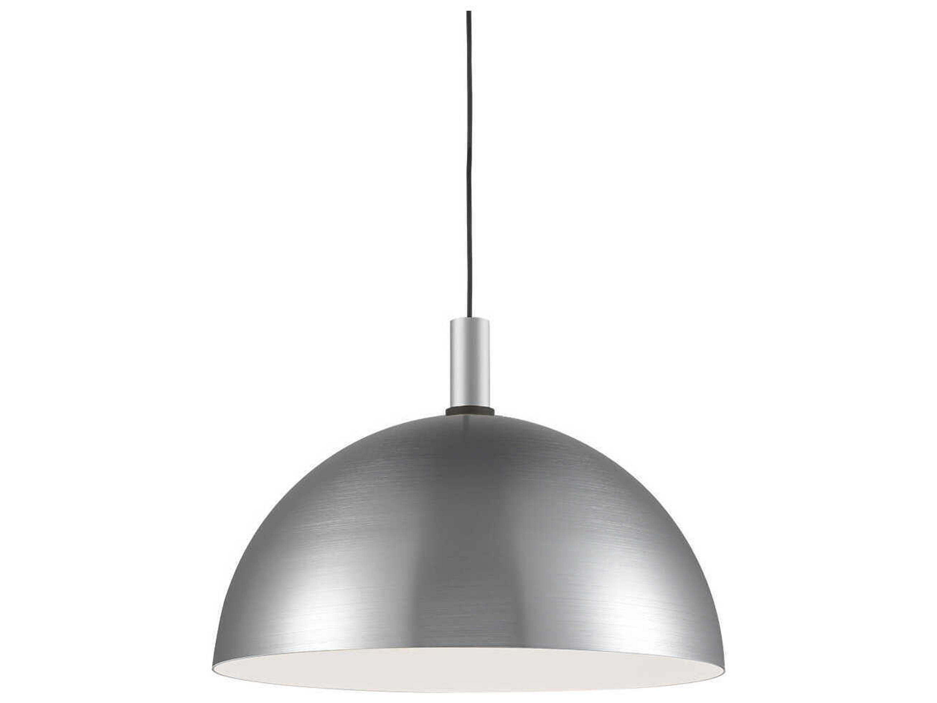 Kuzco Lighting Archibald 1-Light Brushed Nickel Black Dome Pendant