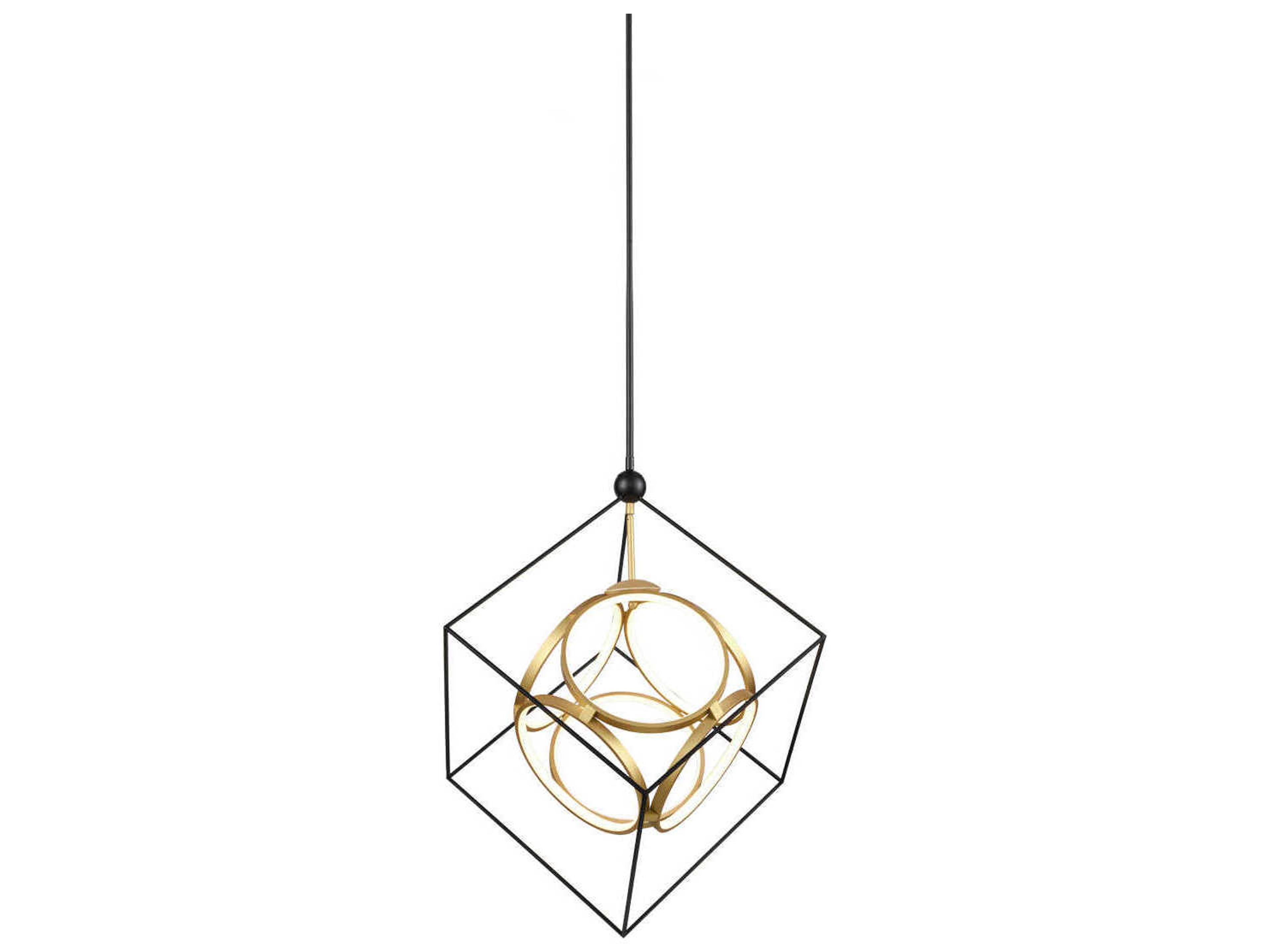 Kuzco Lighting Monza Black Antique Brass Geometric Chandelier