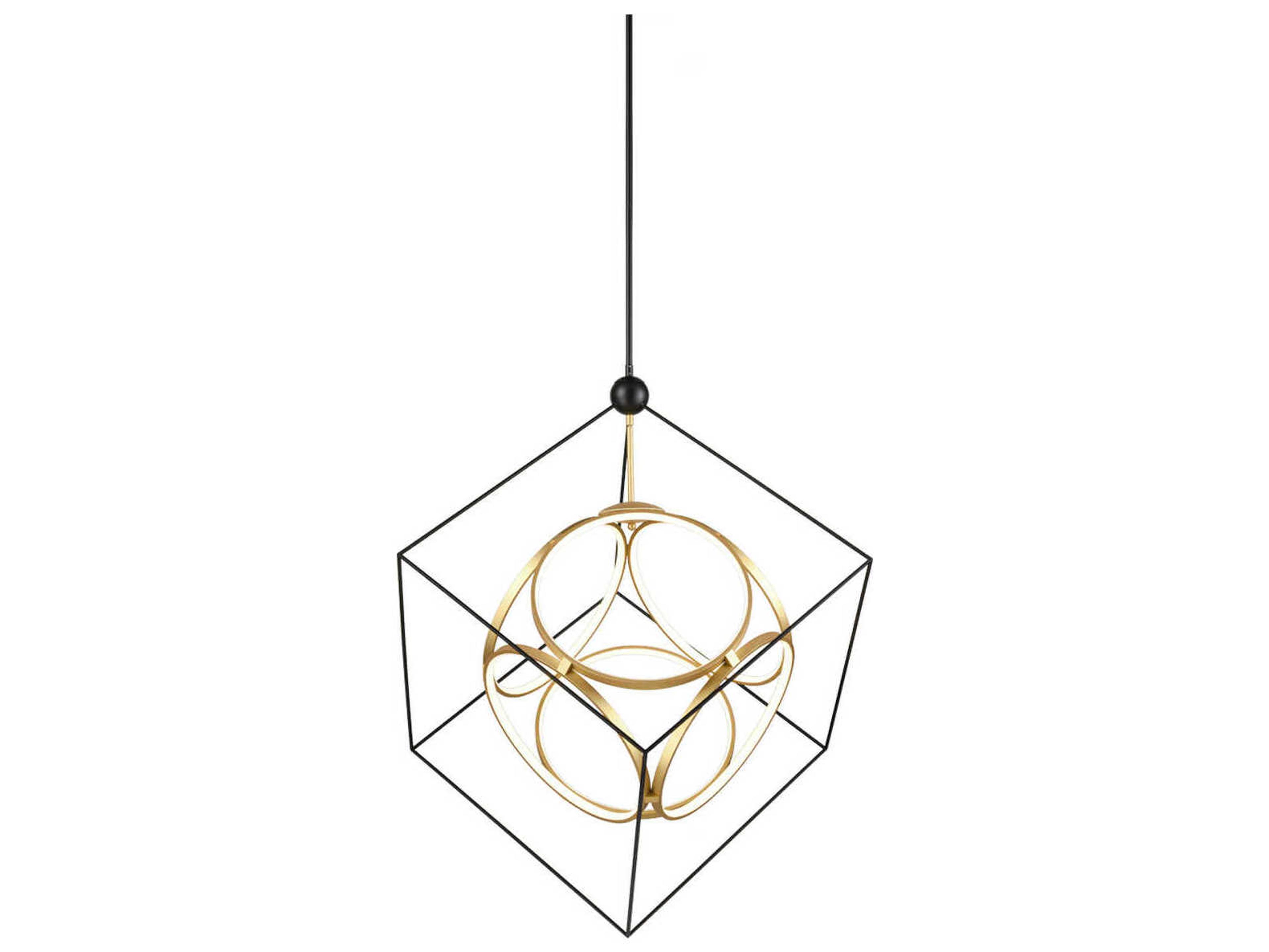 Kuzco Lighting Monza Black Antique Brass Geometric Chandelier