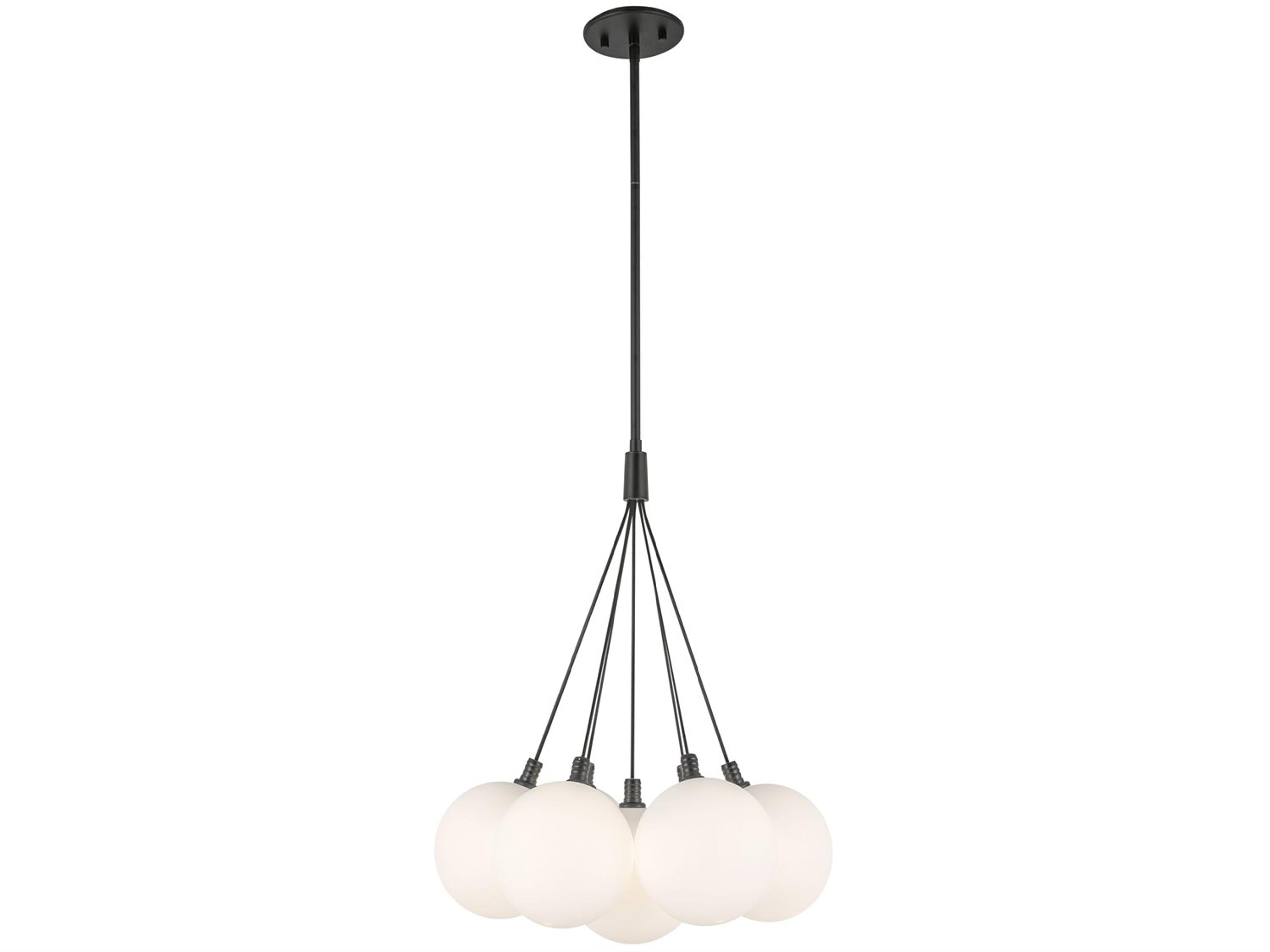 Kuzco Lighting Bolla Black Matte Opal Glass Globe Chandelier