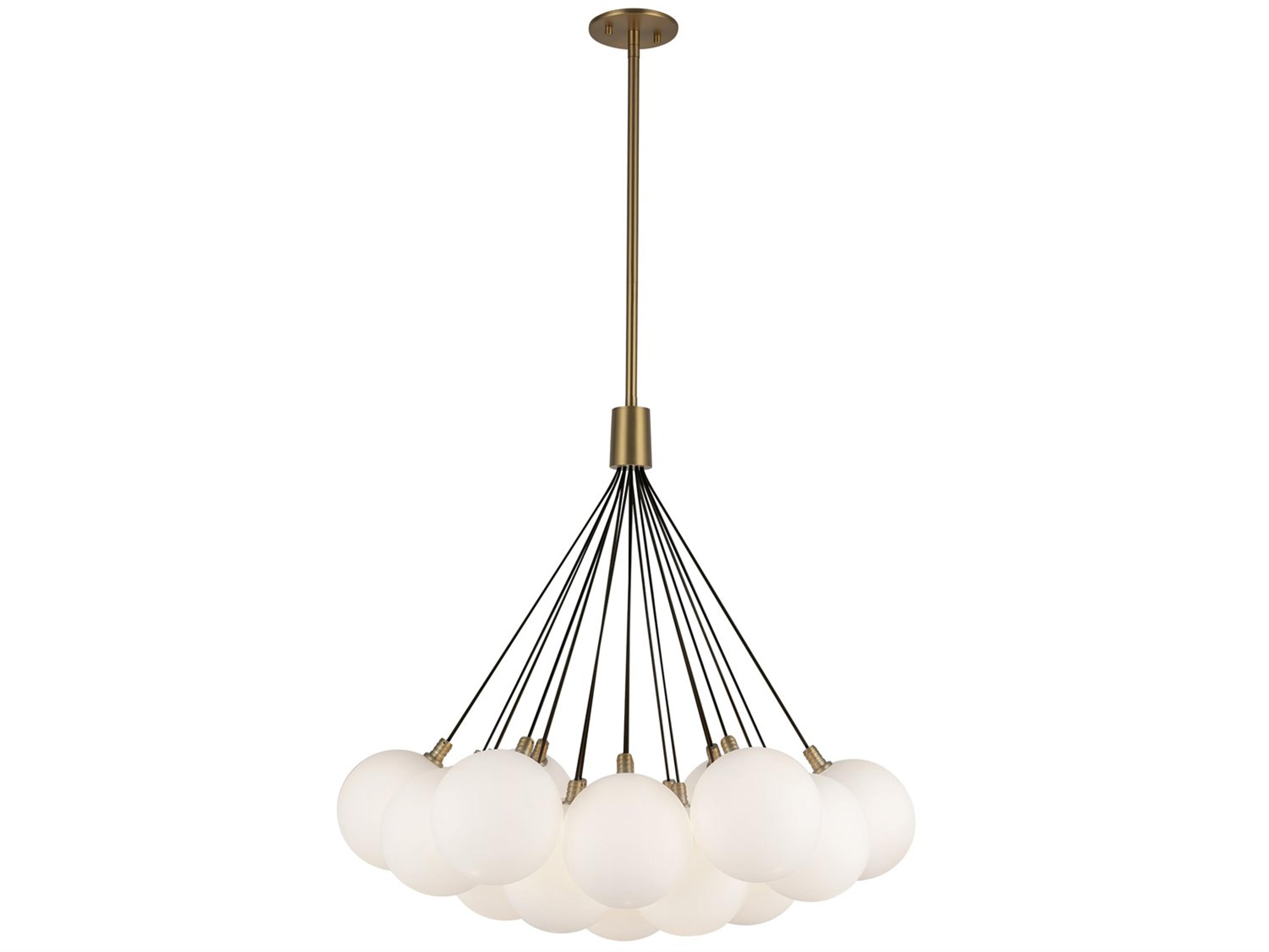 Kuzco Lighting Bolla Brushed Gold Matte Opal Glass Globe Chandelier