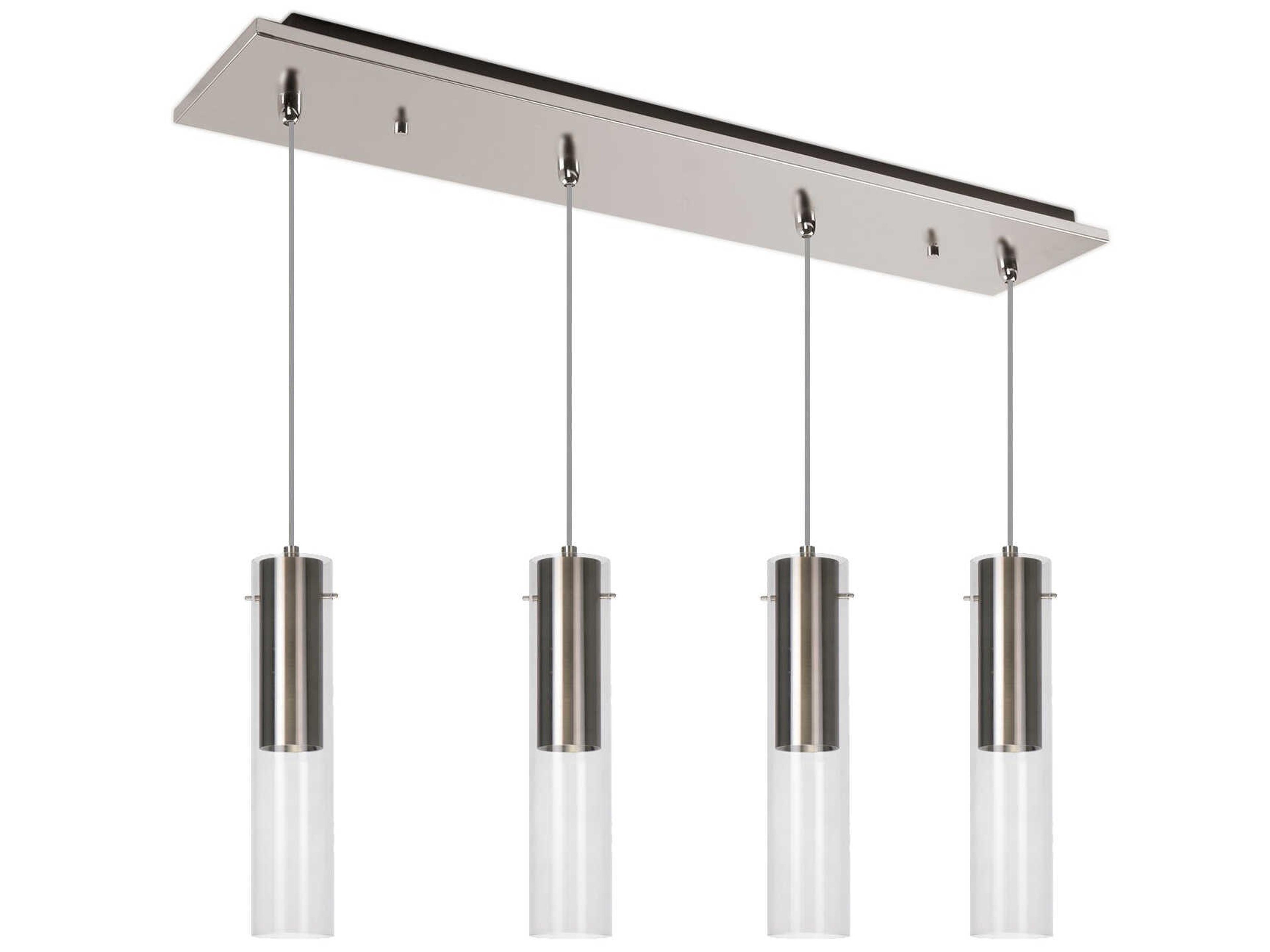 Kuzco Lighting Lena 4-Light Brushed Nickel Cylinder Linear Island Pendant