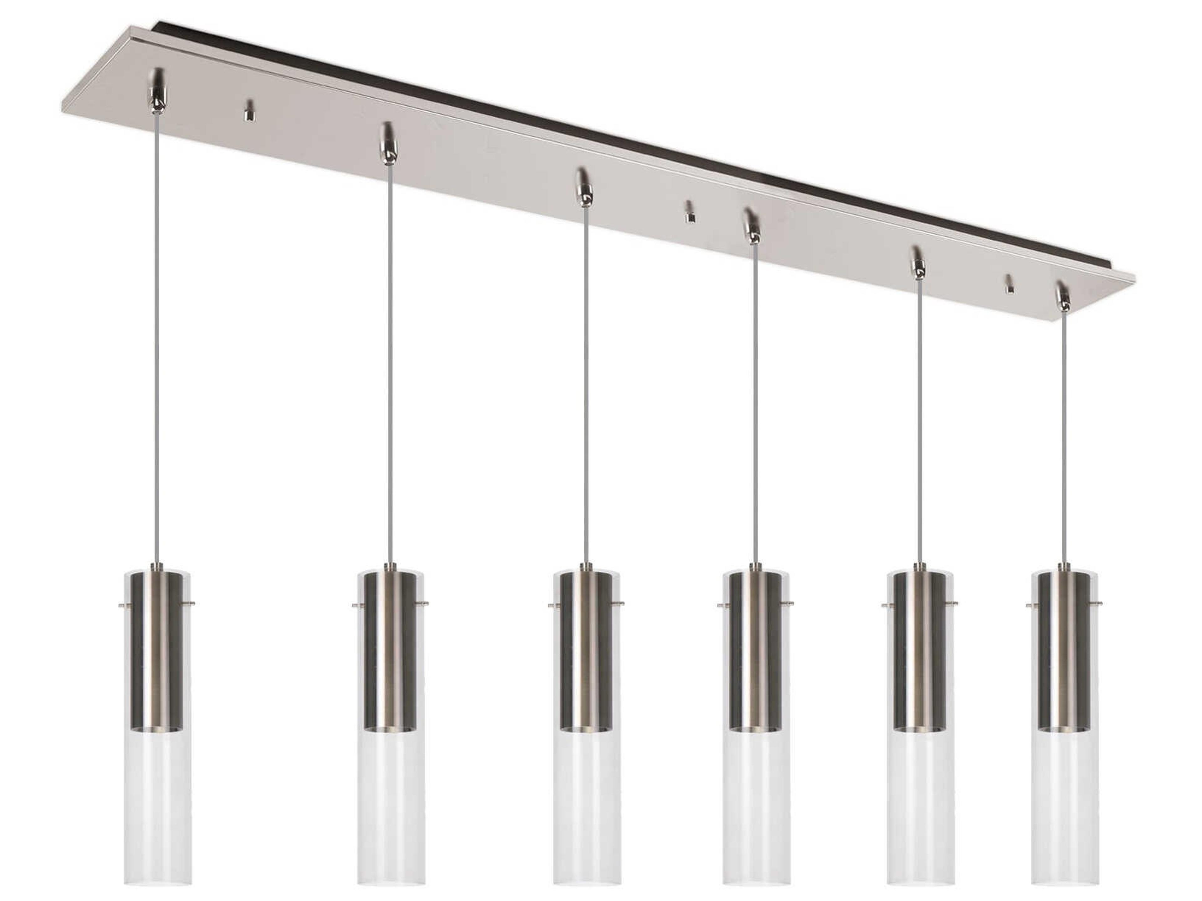 Kuzco Lighting Lena 6-Light Brushed Nickel Cylinder Linear Island Pendant