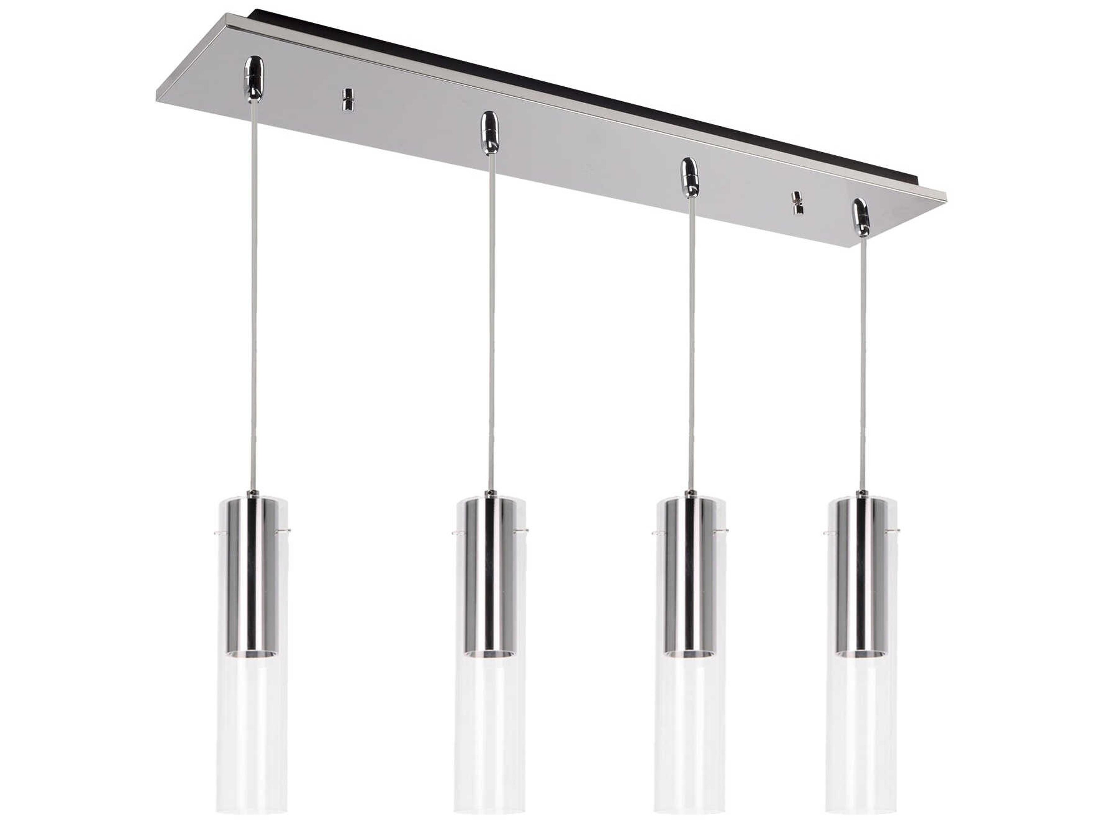 Kuzco Lighting Lena 4-Light Chrome Cylinder Linear Island Pendant