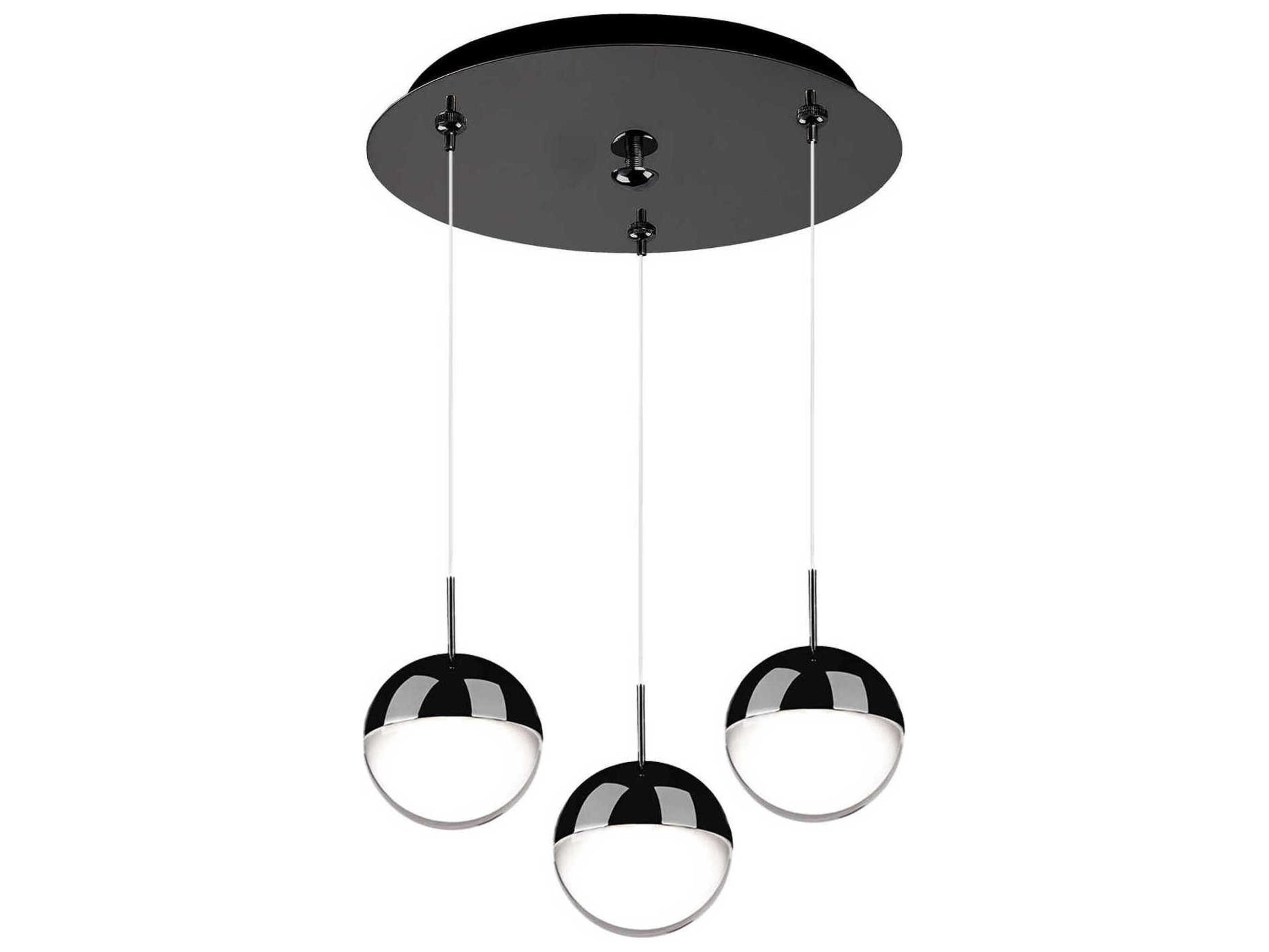 Kuzco Lighting Pluto 3-Light Black Chrome Globe Mini Pendant