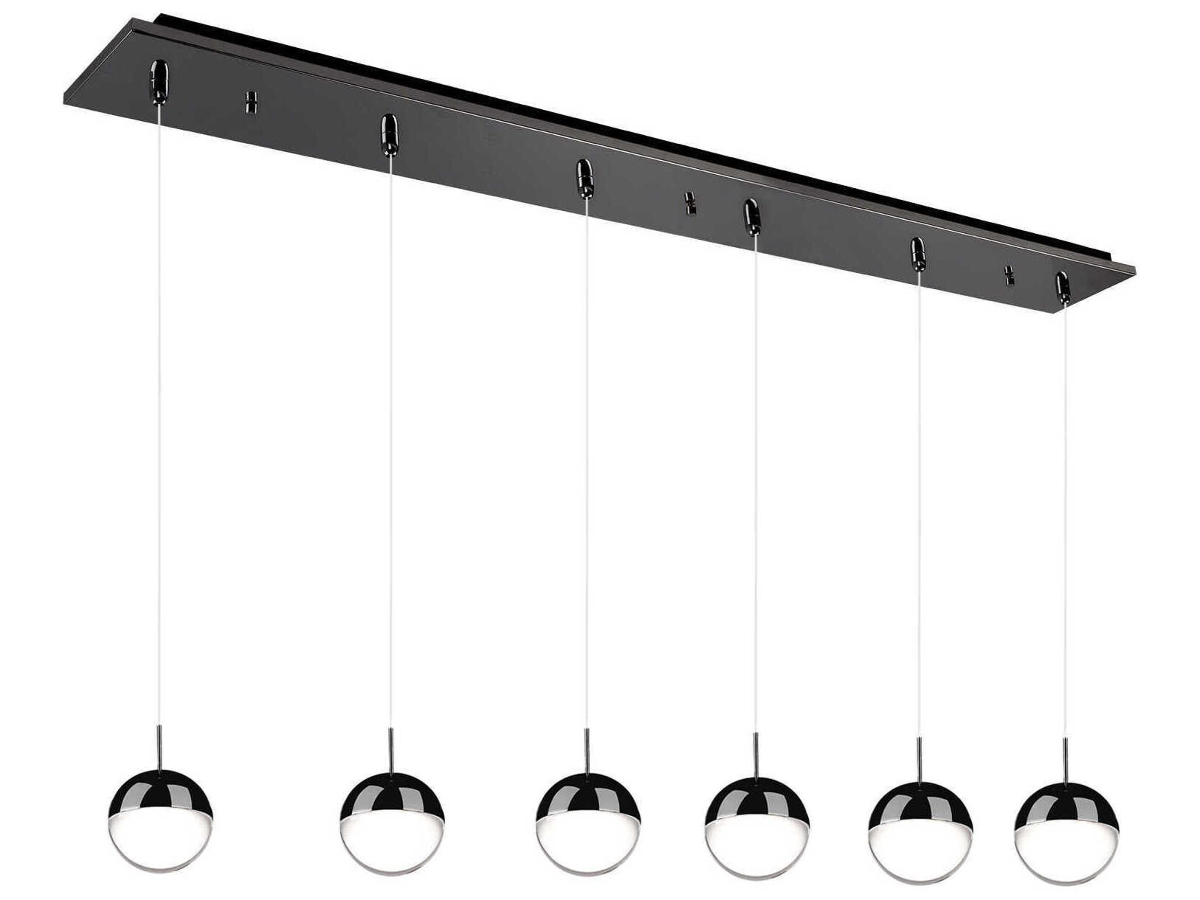 Kuzco Lighting Pluto 6-Light Black Chrome Globe Island Pendant