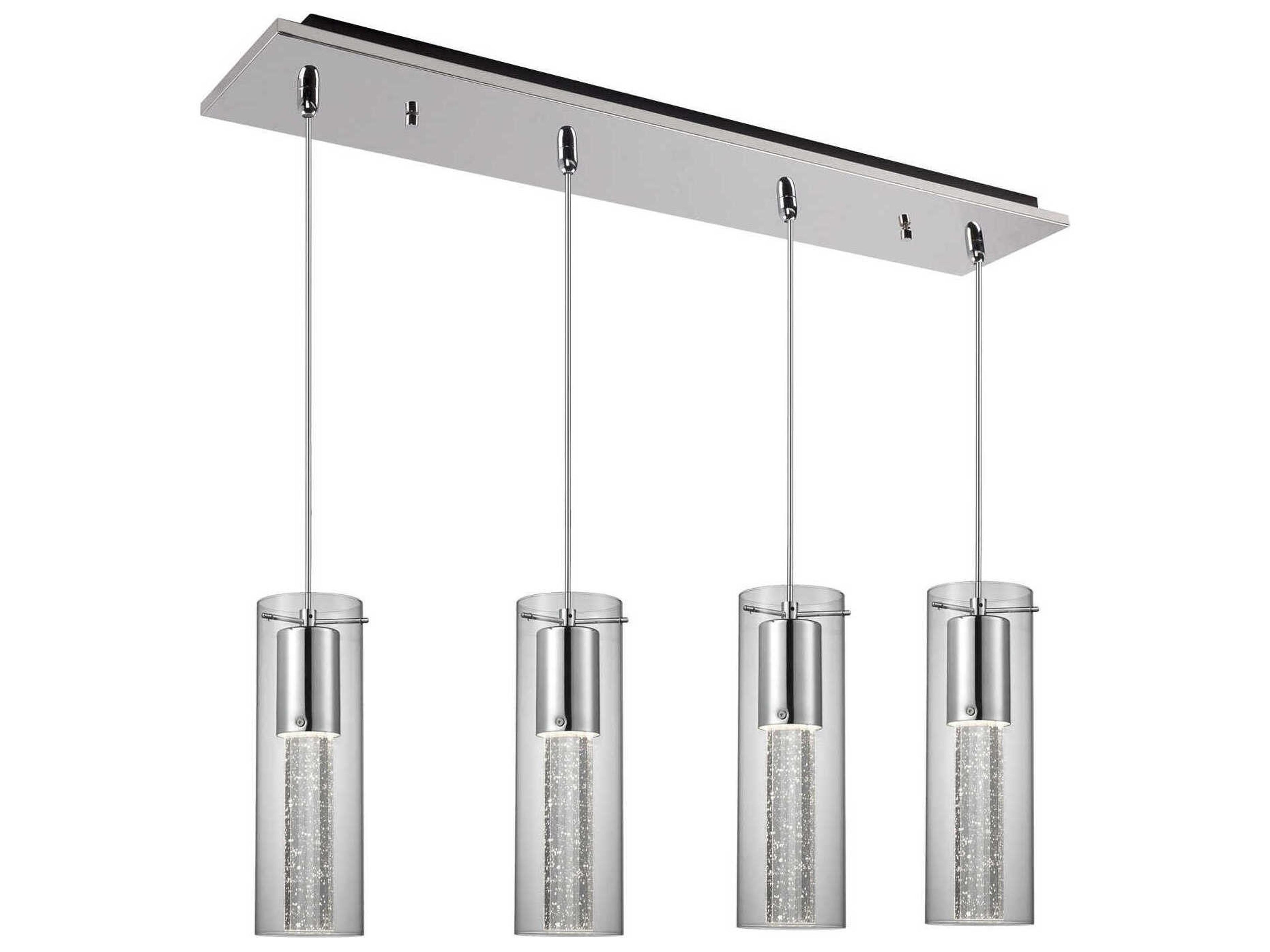 Kuzco Lighting Champagne 4-Light Chrome Cylinder Linear Island Pendant