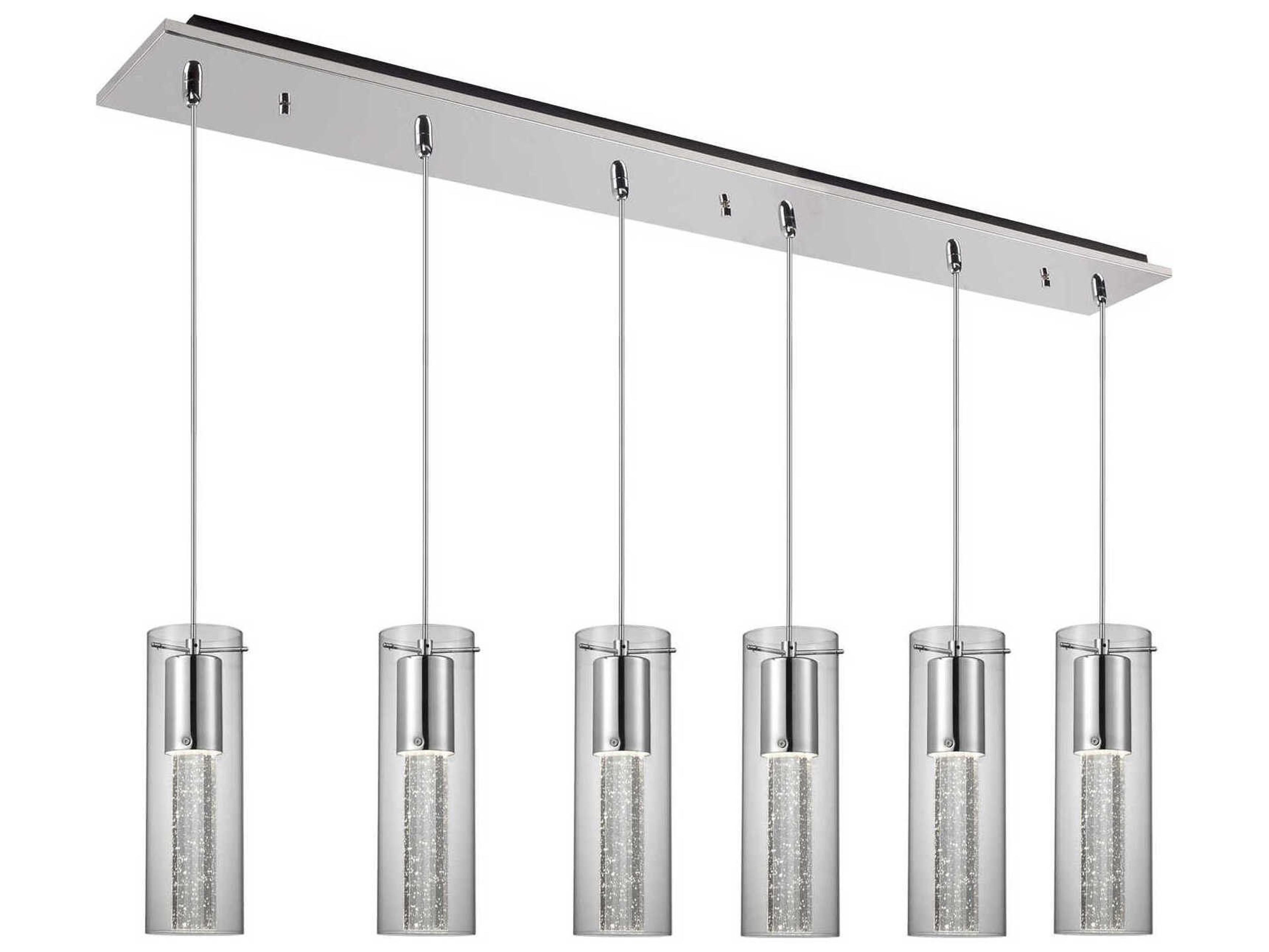 Kuzco Lighting Champagne 6-Light Chrome Cylinder Linear Island Pendant