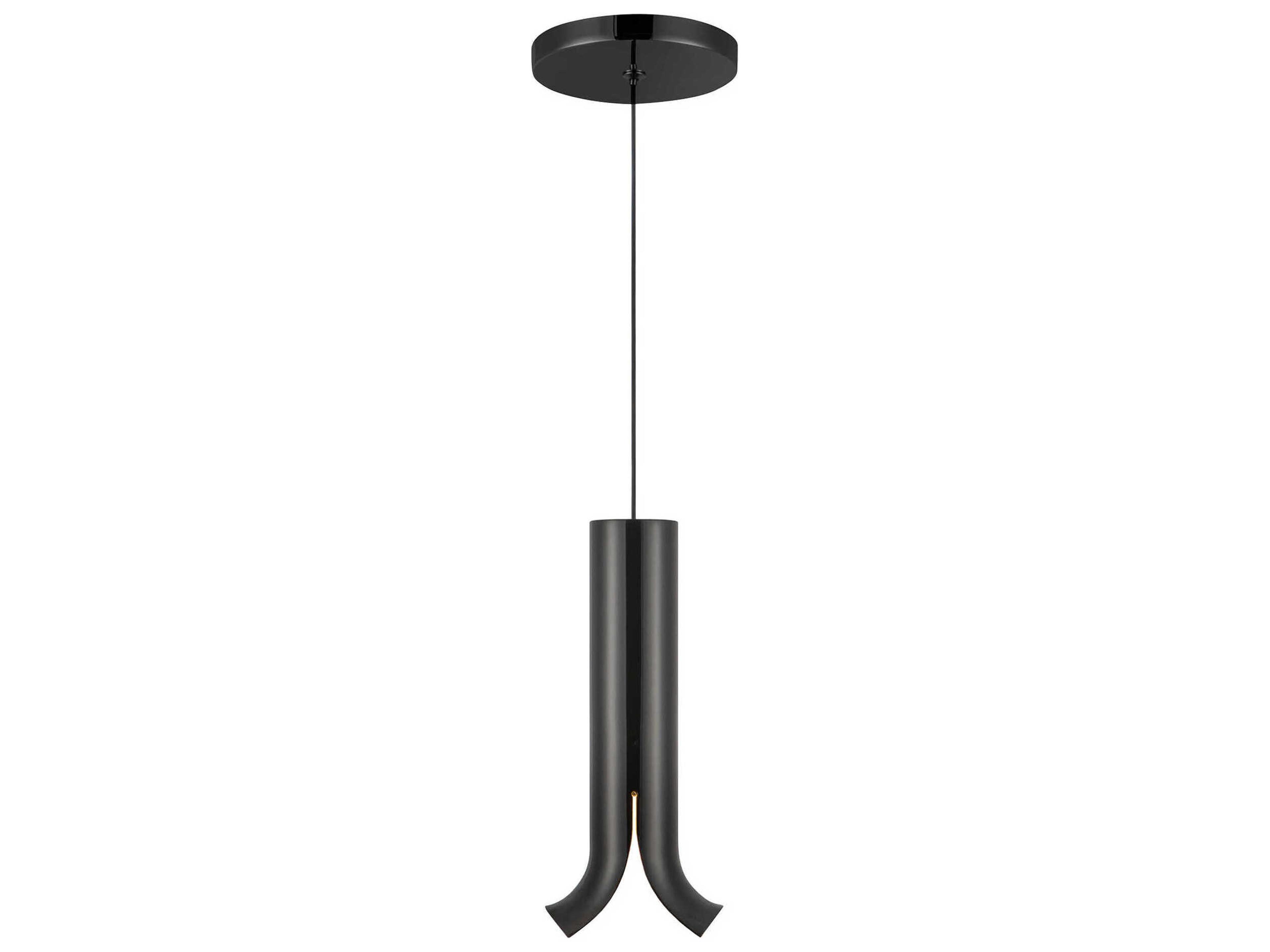 Kuzco Lighting Husk Glossy Black Cylinder Mini Pendant