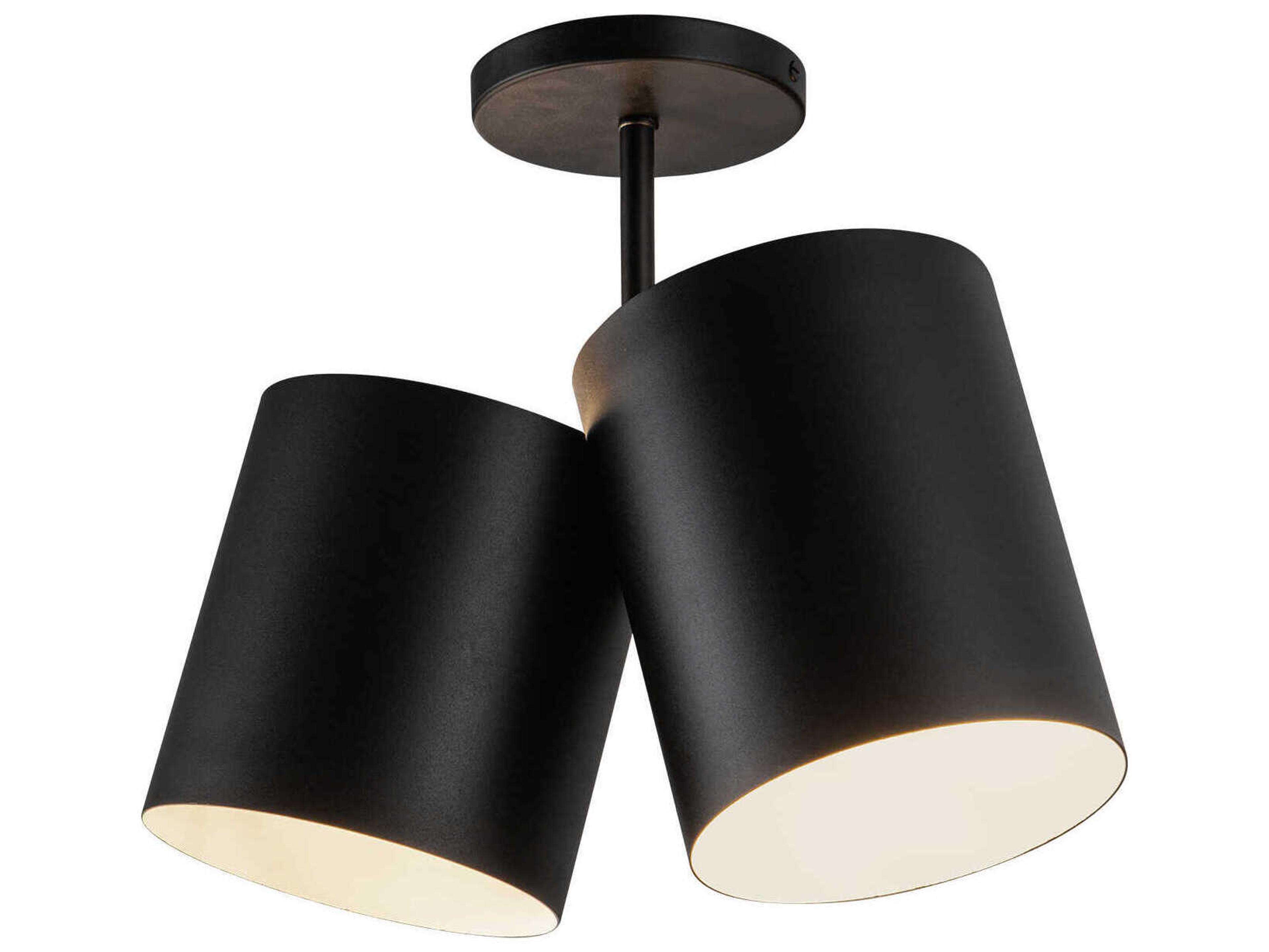 Kuzco Lighting Keiko 2-Light Black Cylinder Semi Flush Mount