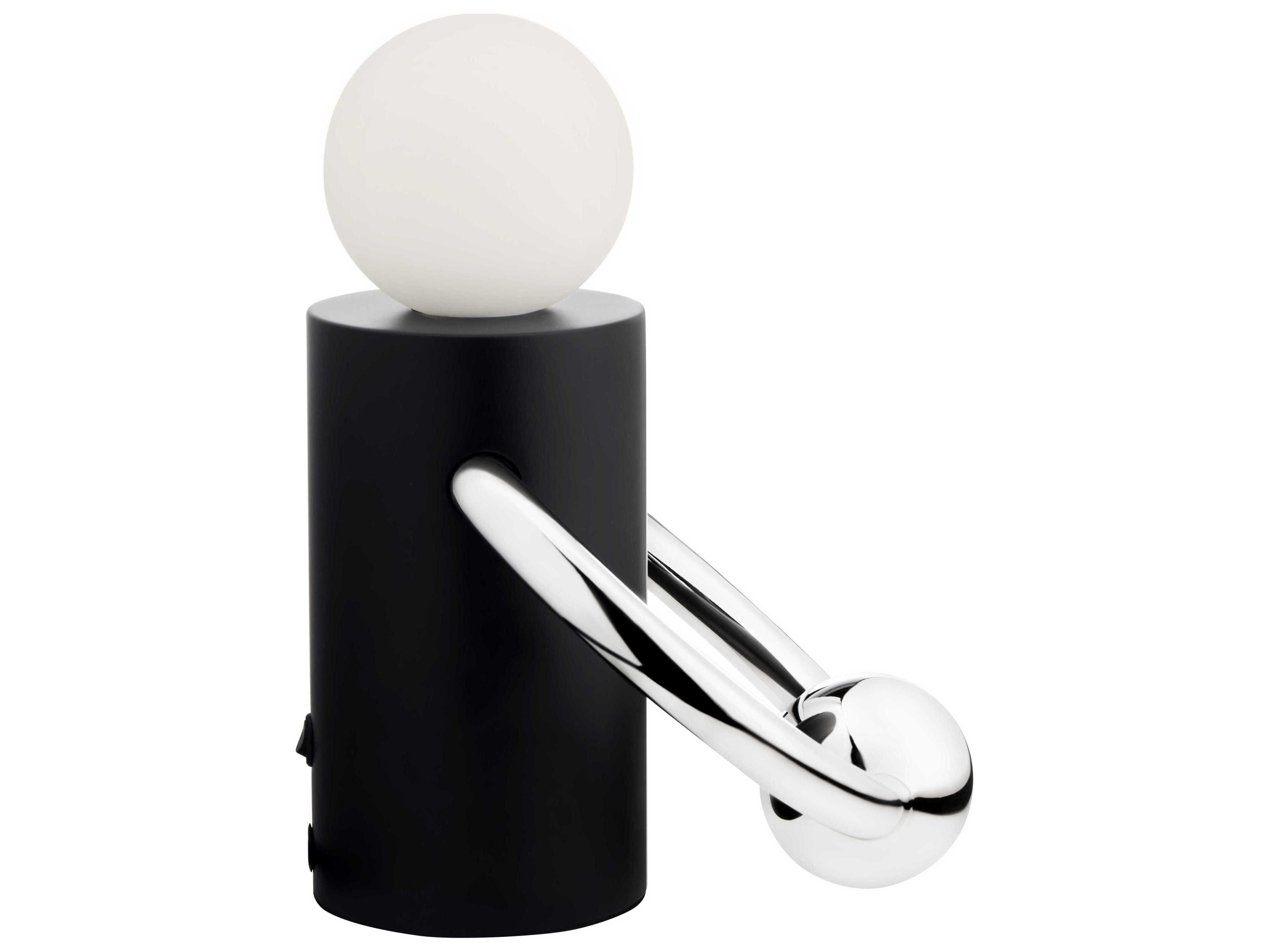 Kuzco Lighting Septum Matte Black Chrome Opal Glass Table Lamp